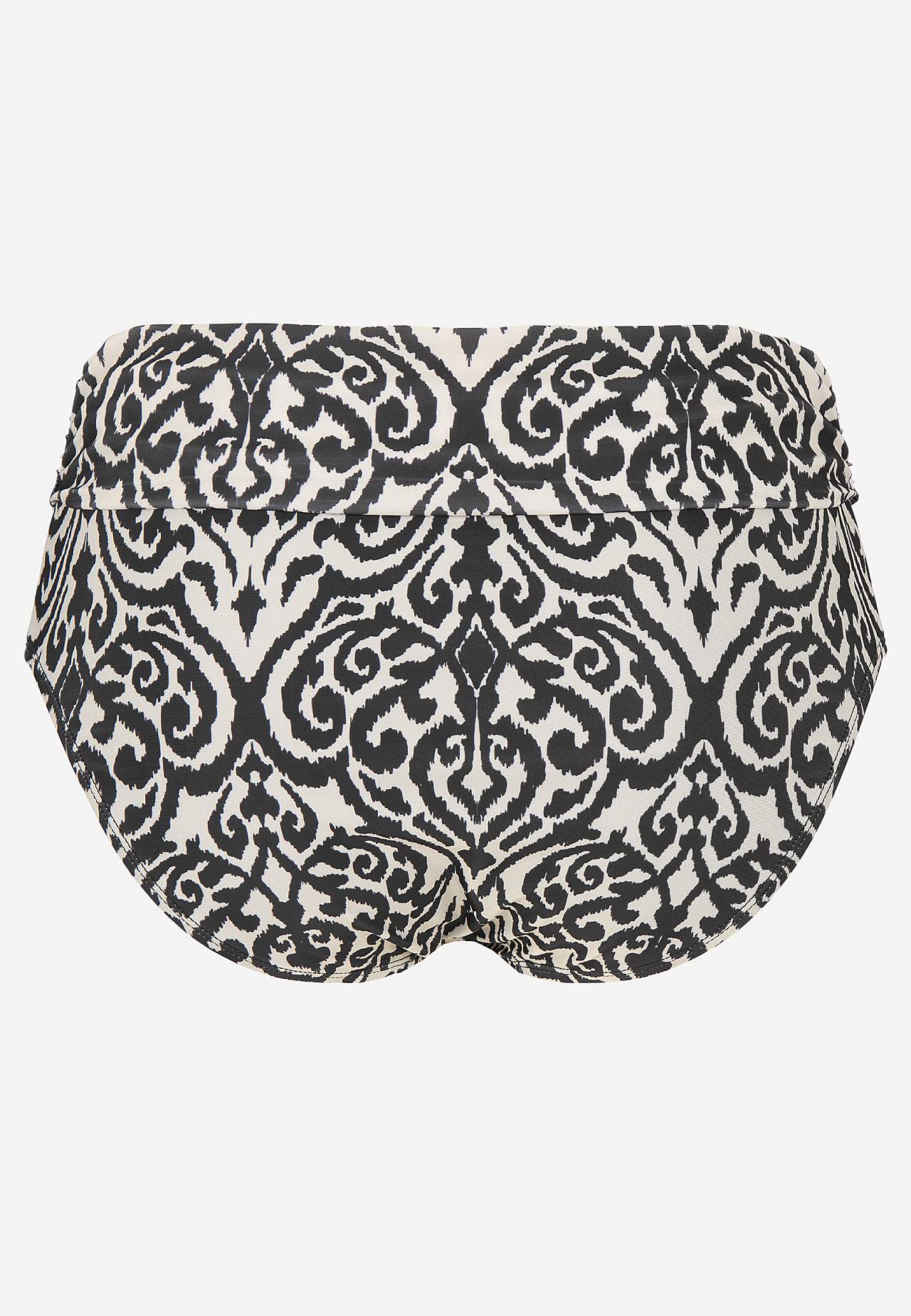 Bikini panty with foldable edge at the waist