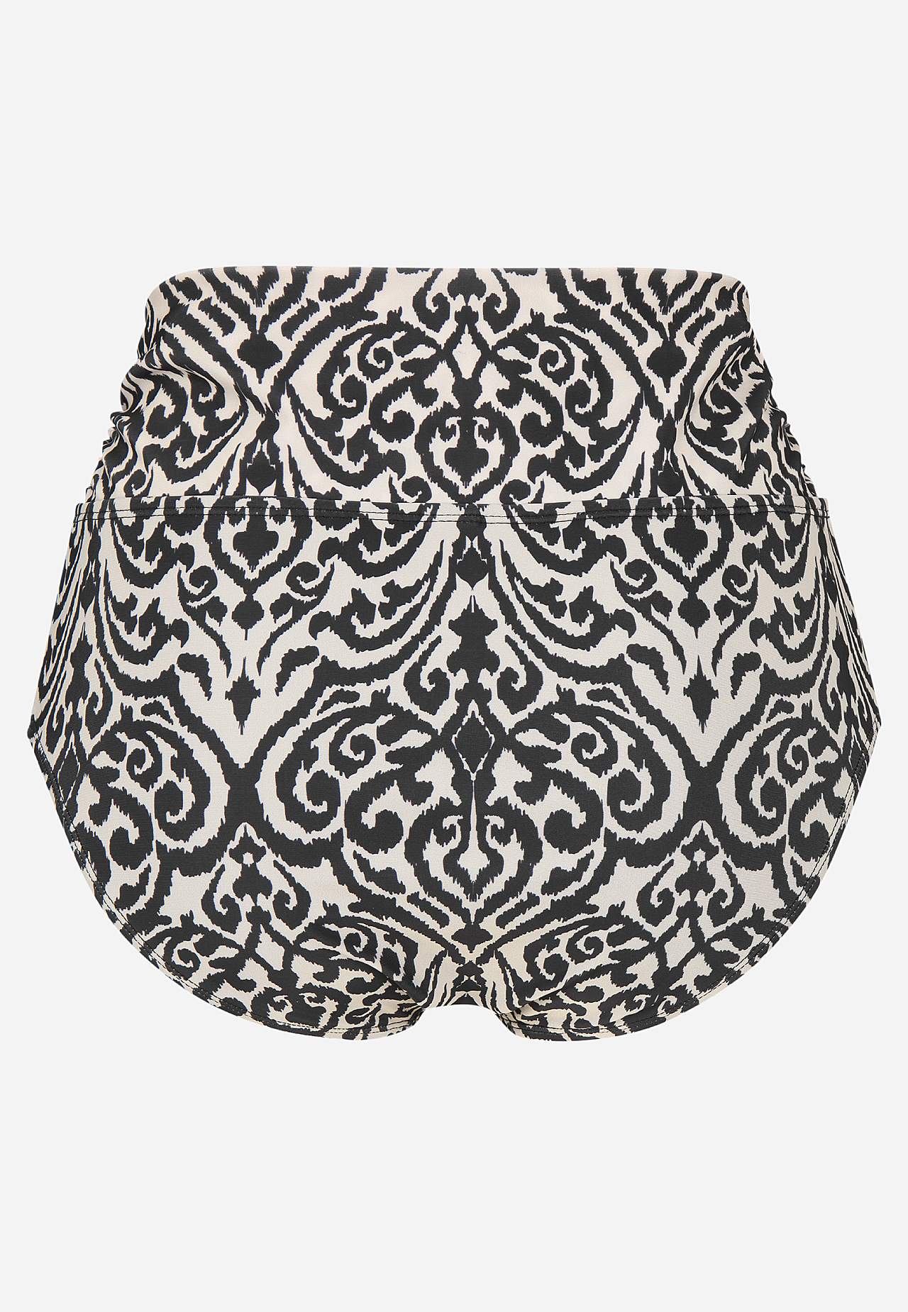 Bikini panty with foldable edge at the waist