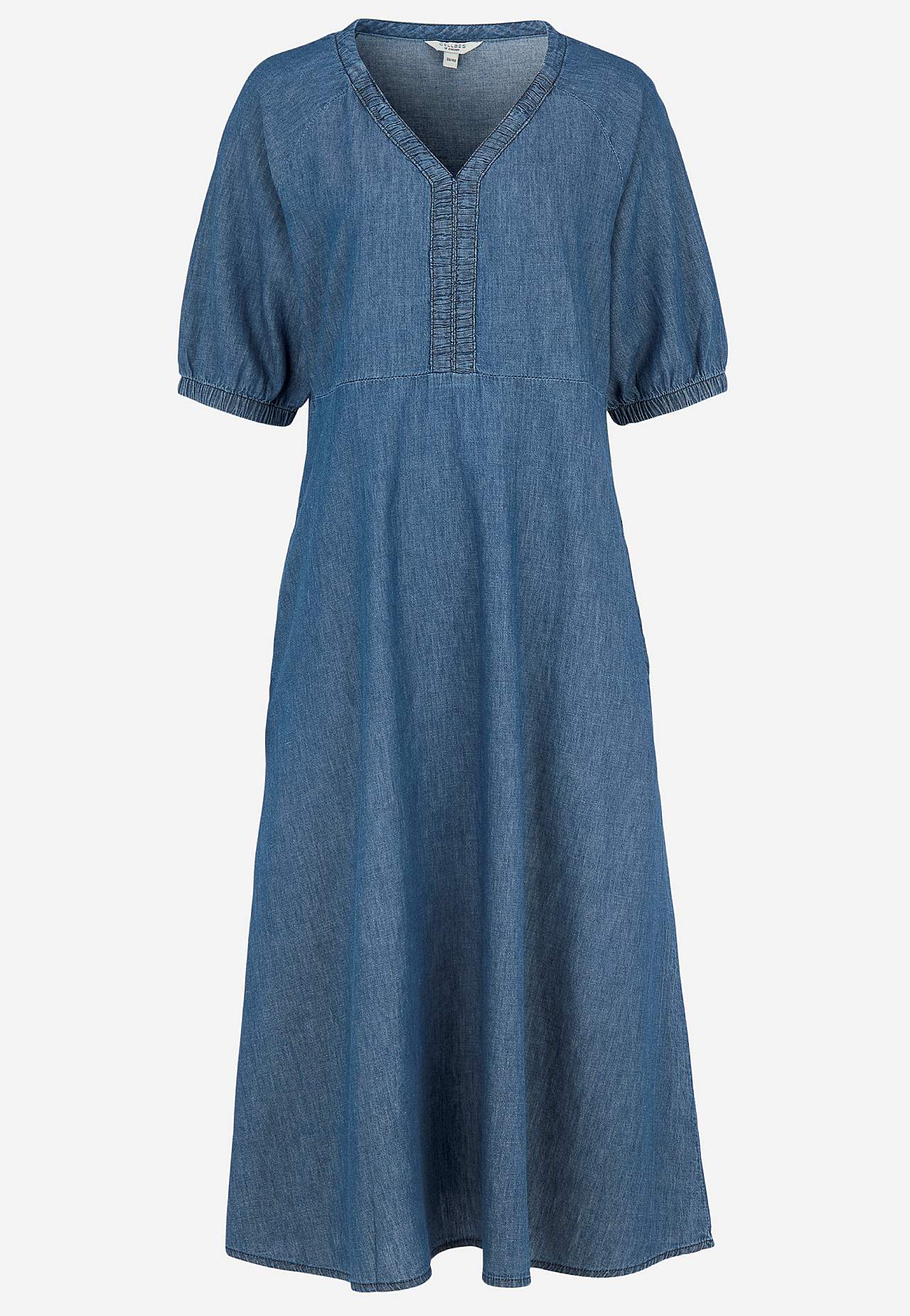 Denim dress with puff sleeves