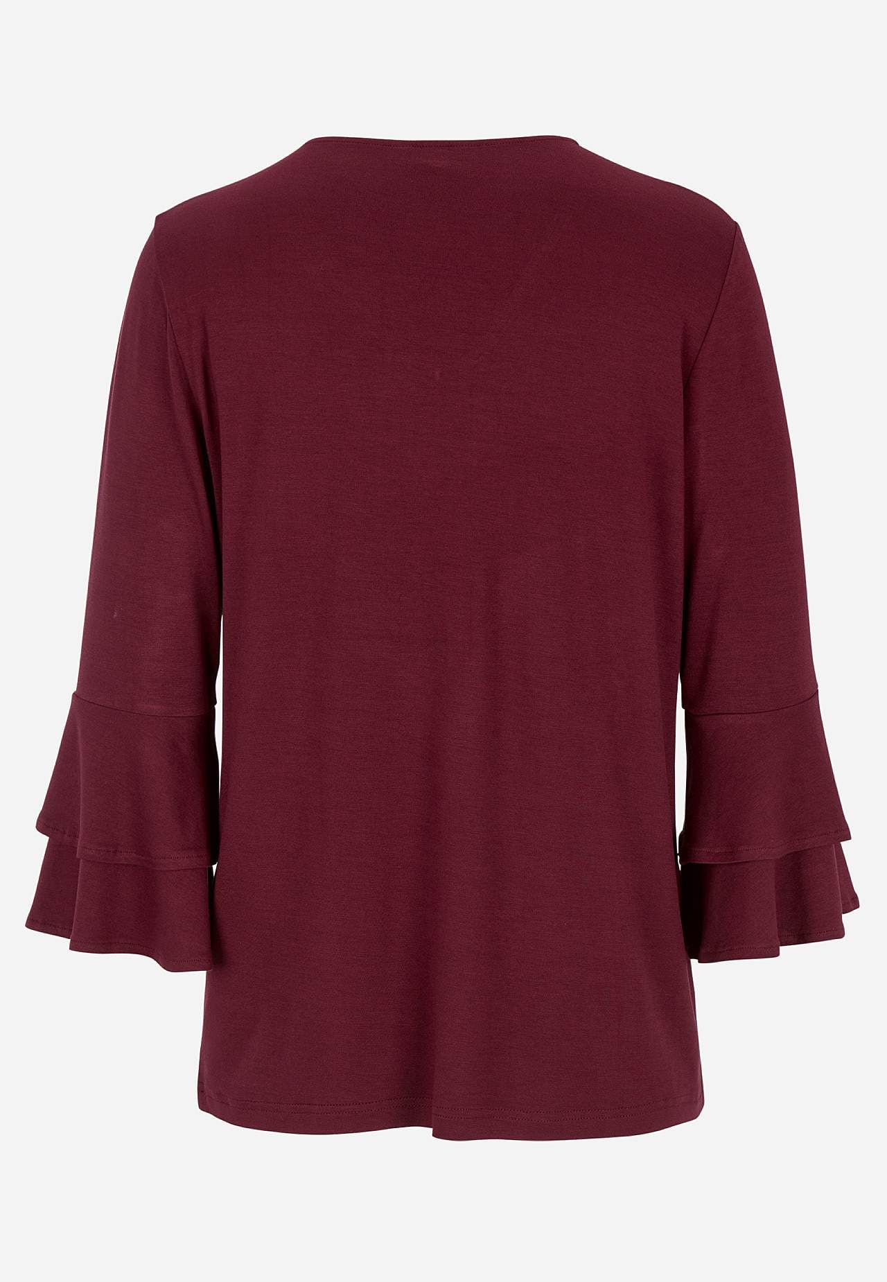 Jersey top with flounce sleeves