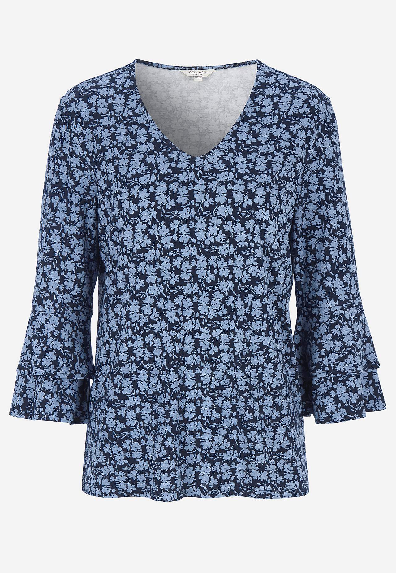 Jersey top with flounce sleeves