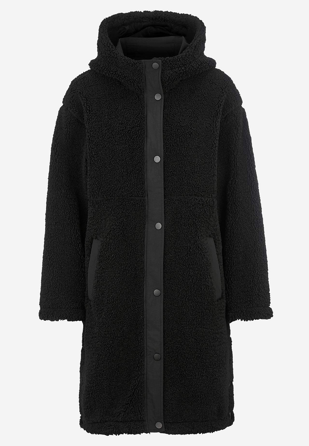Pile jacket with hood