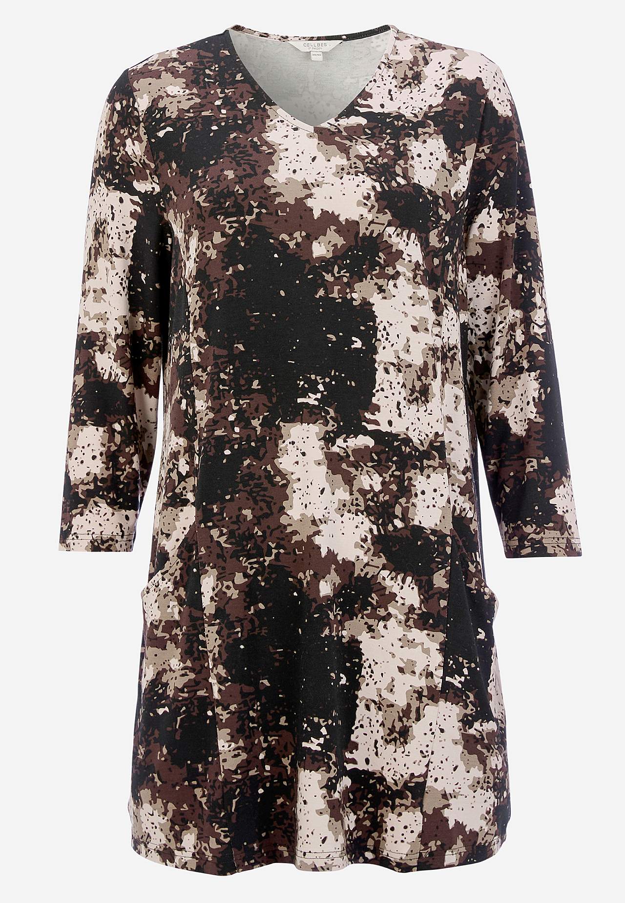 Patterned jersey tuniq with pockets