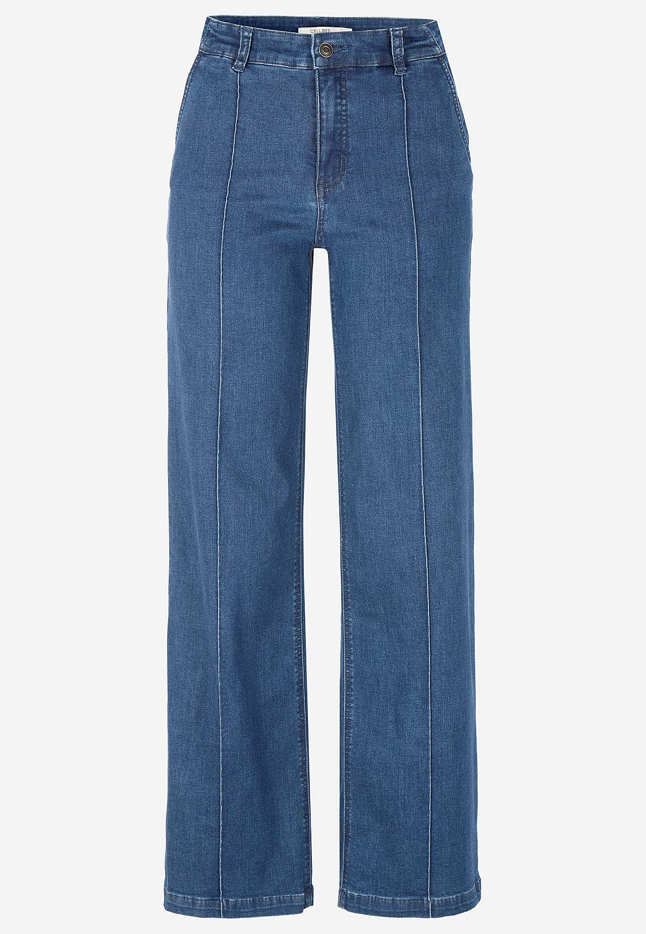 Stretch jeans with stitched creases