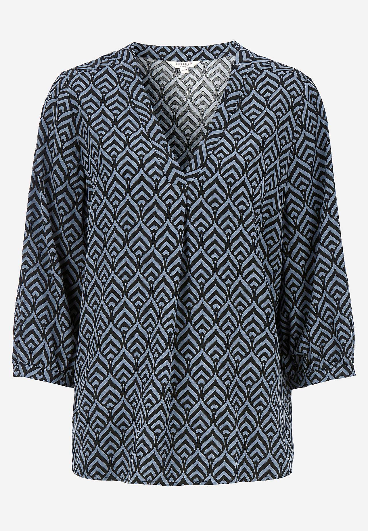 V-neck, woven blouse