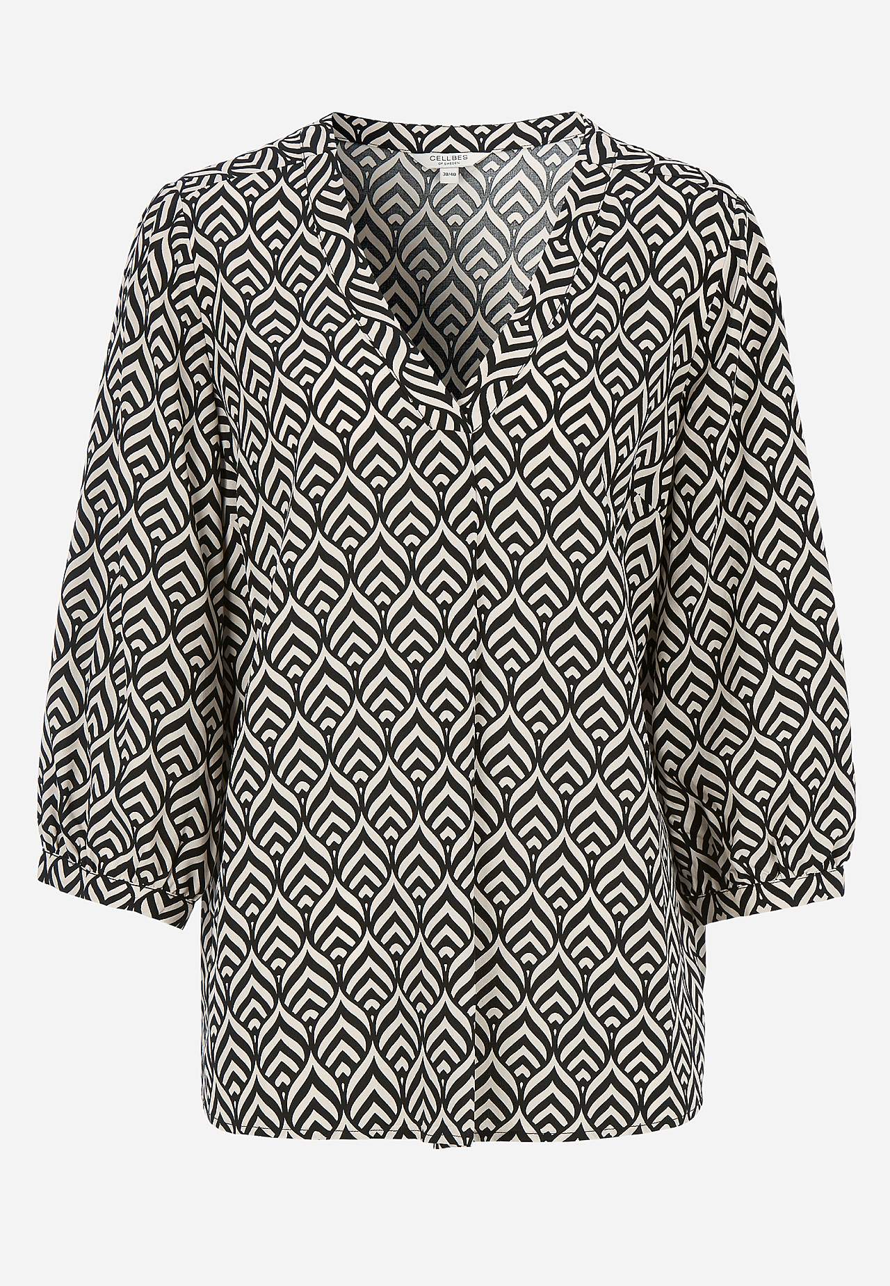 V-neck, woven blouse