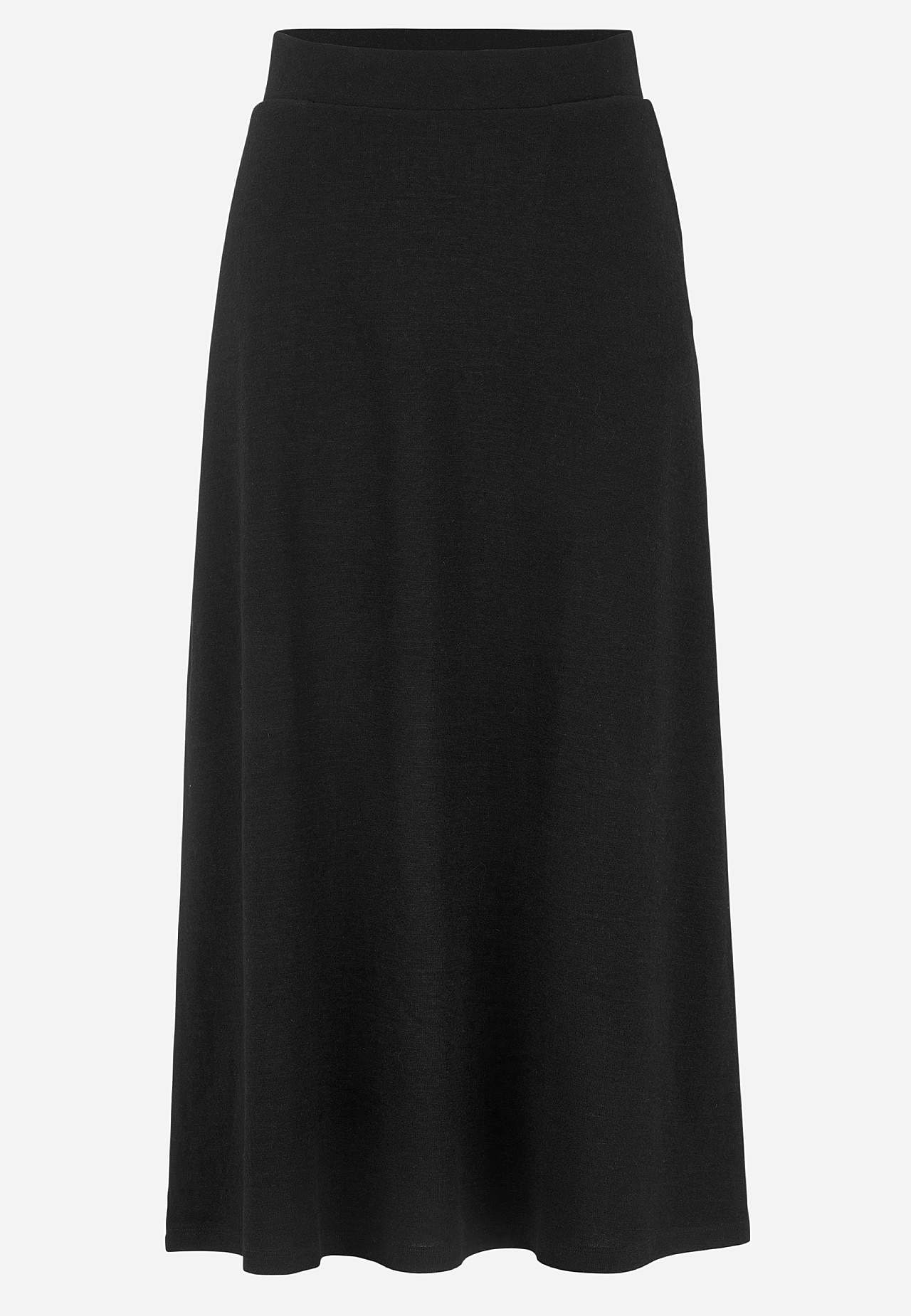 Flared jersey skirt with pockets
