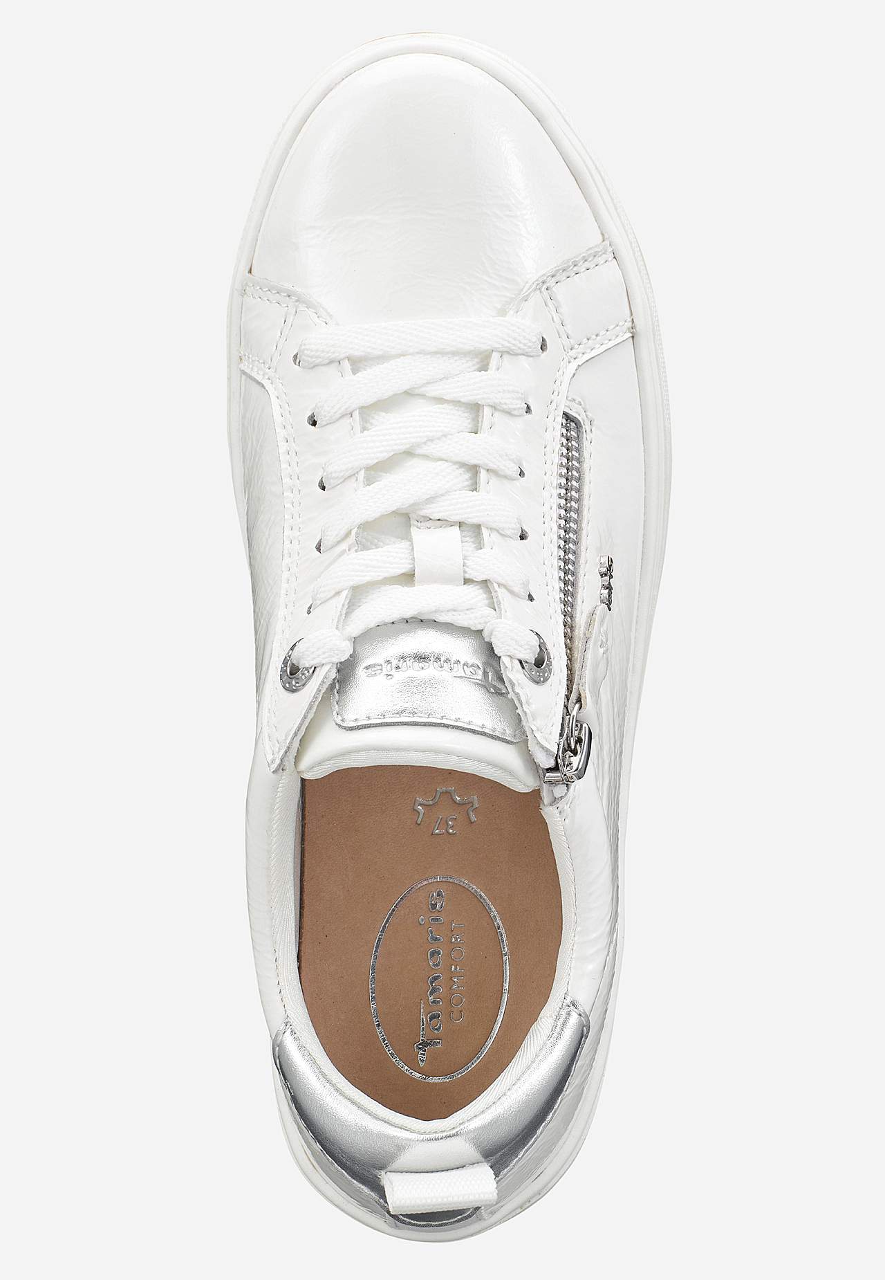 Sneaker i lackat skinn