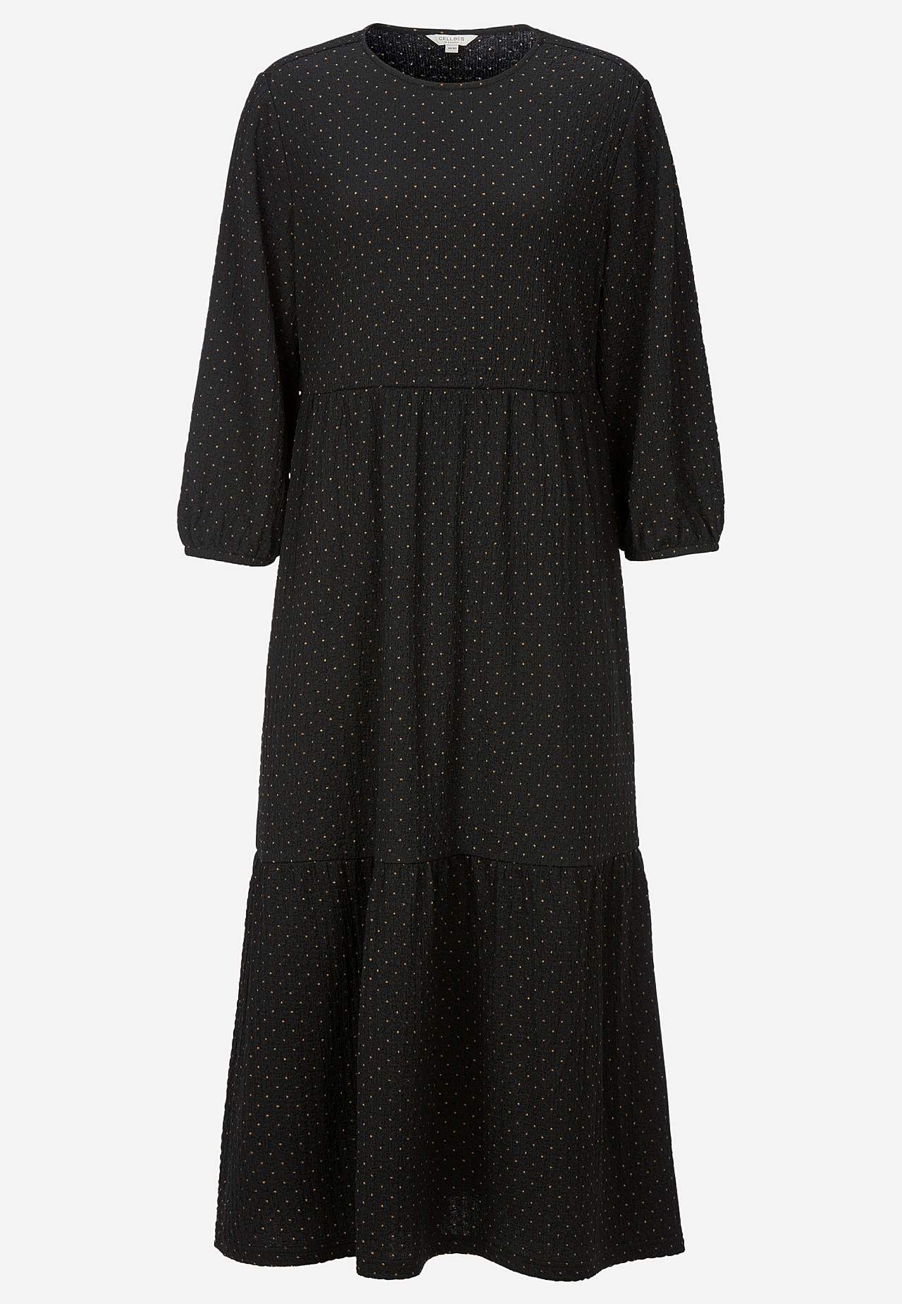 Dotted flounce dress with stretchy crêpe quality