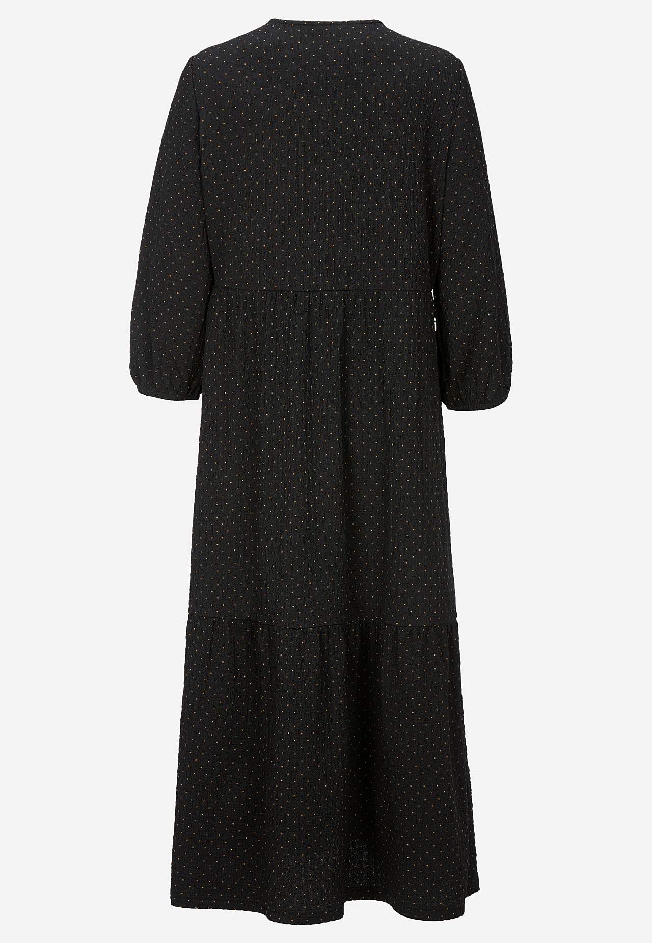 Dotted flounce dress with stretchy crêpe quality