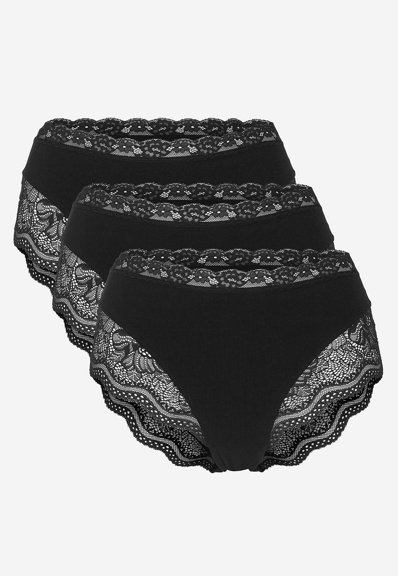 Women's briefs in cotton with lace border 3-pack