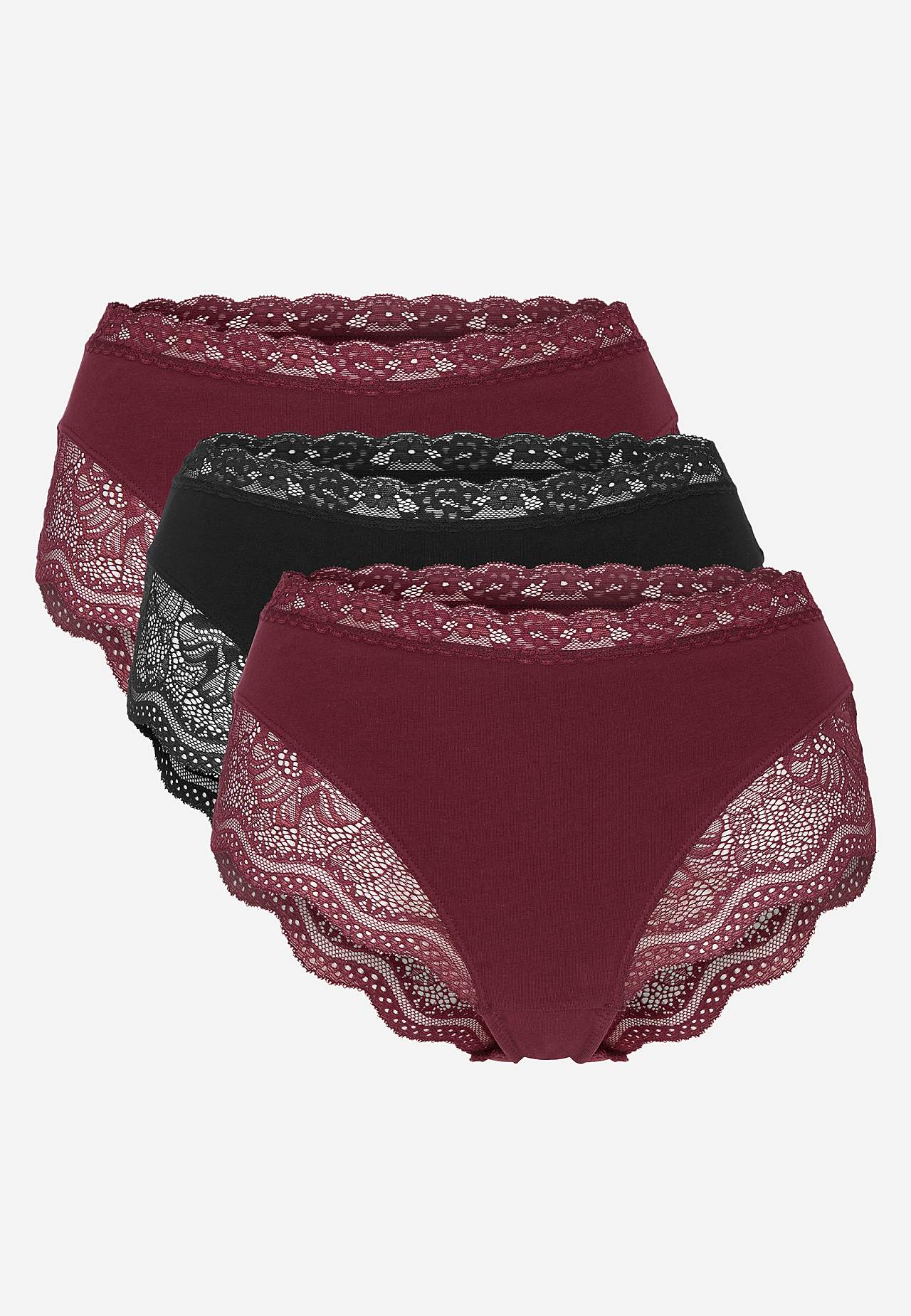 Women's briefs in cotton with lace border 3-pack