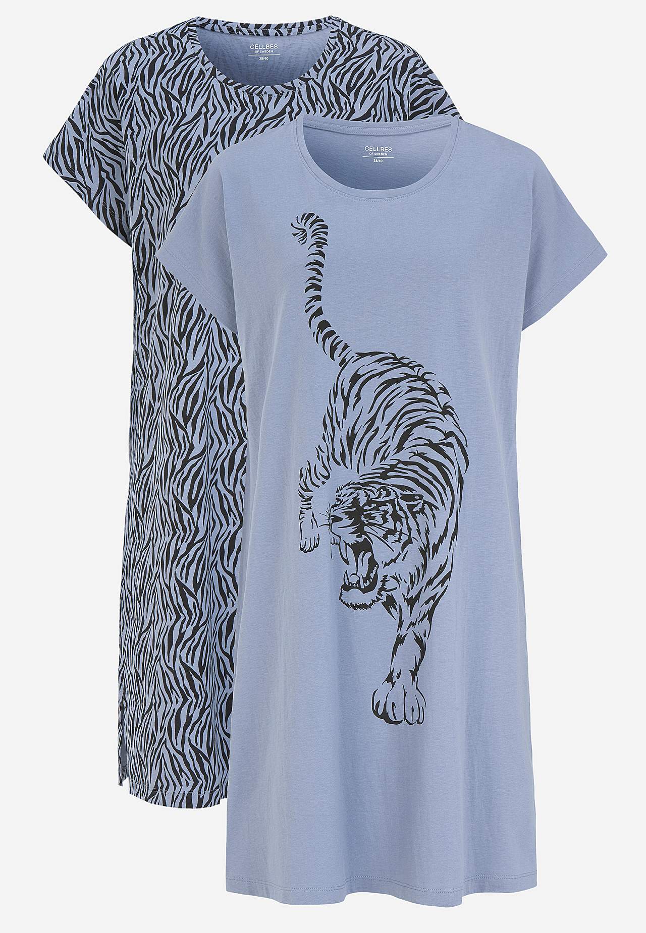 Patterned nightdress in cotton 2-pack