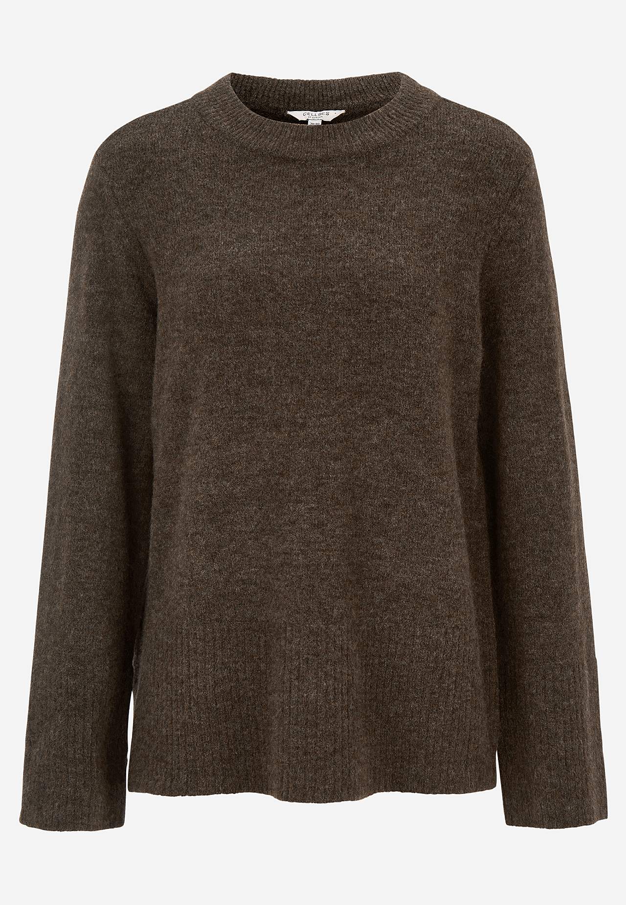 Knitted sweater with round neck