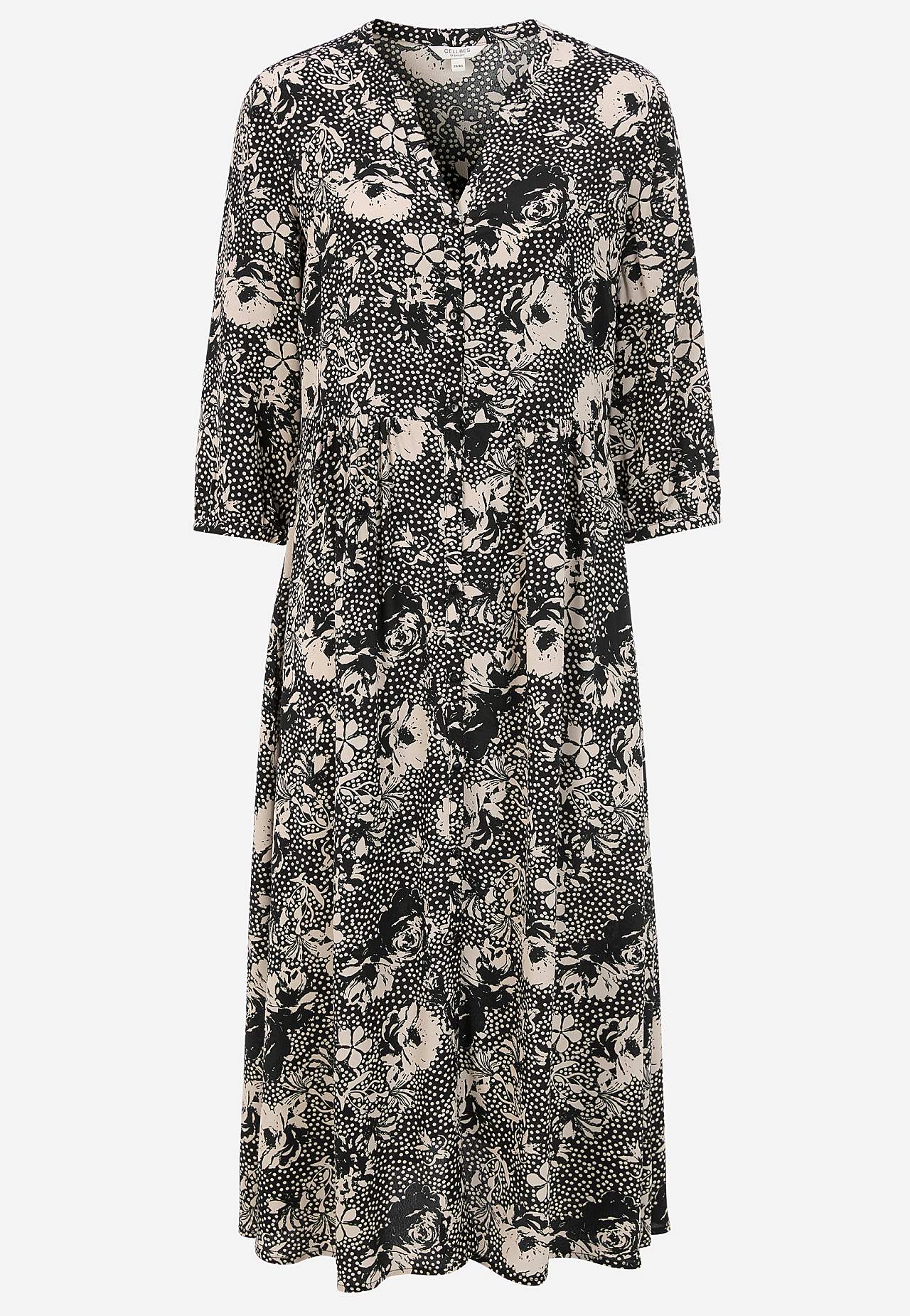 Dress in viscose with a flower pattern