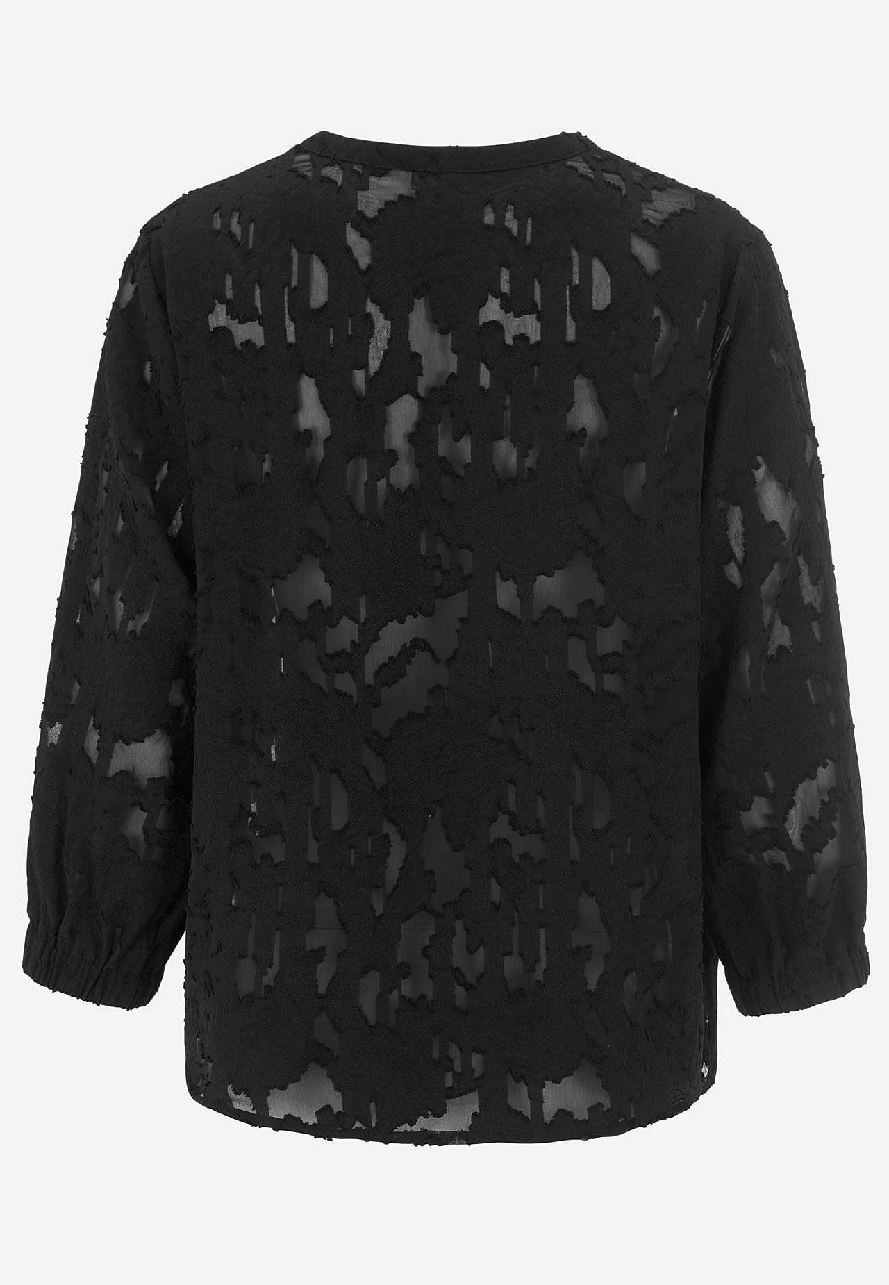 Jacquard-weave, sheer blouse