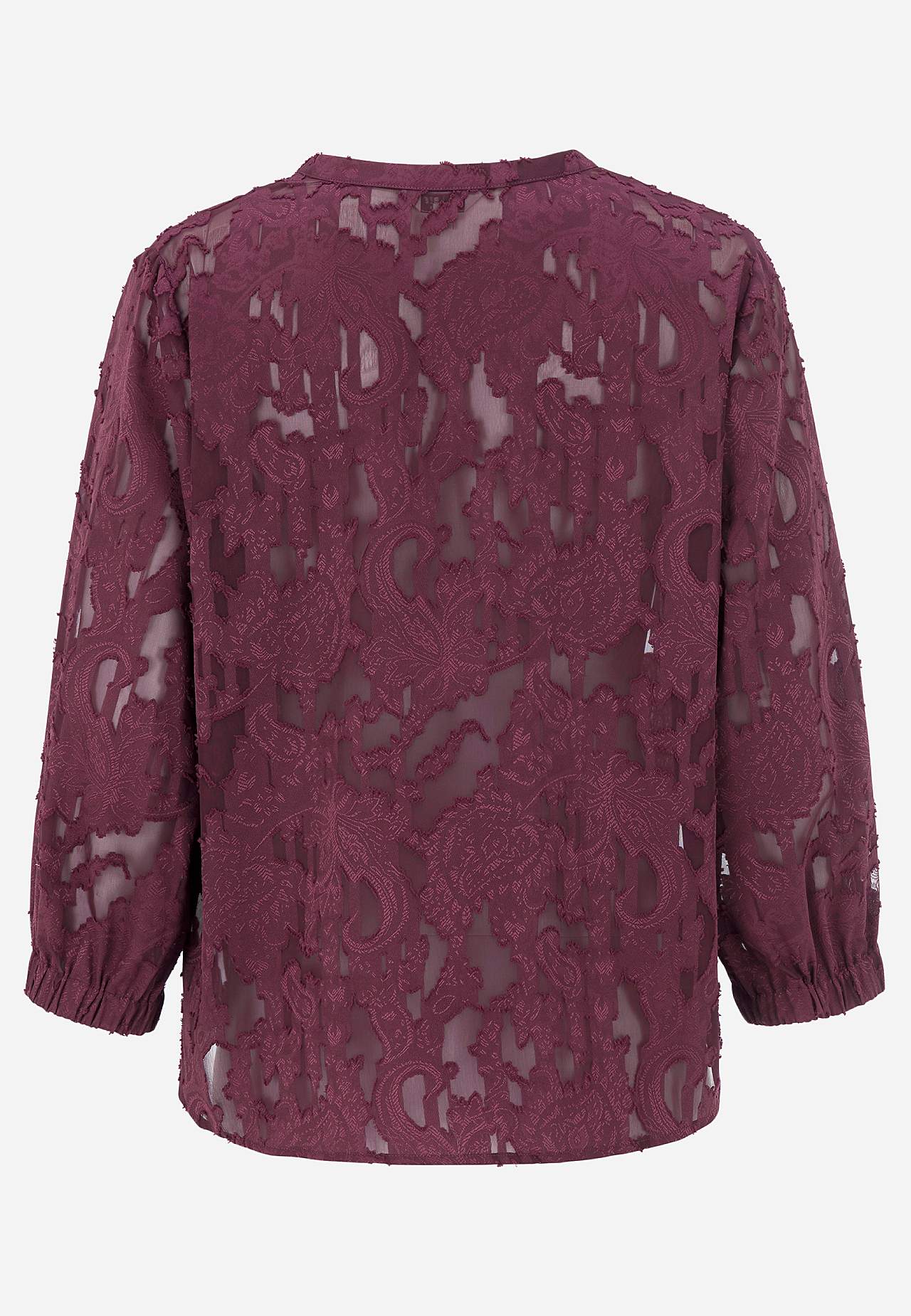 Jacquard-weave, sheer blouse