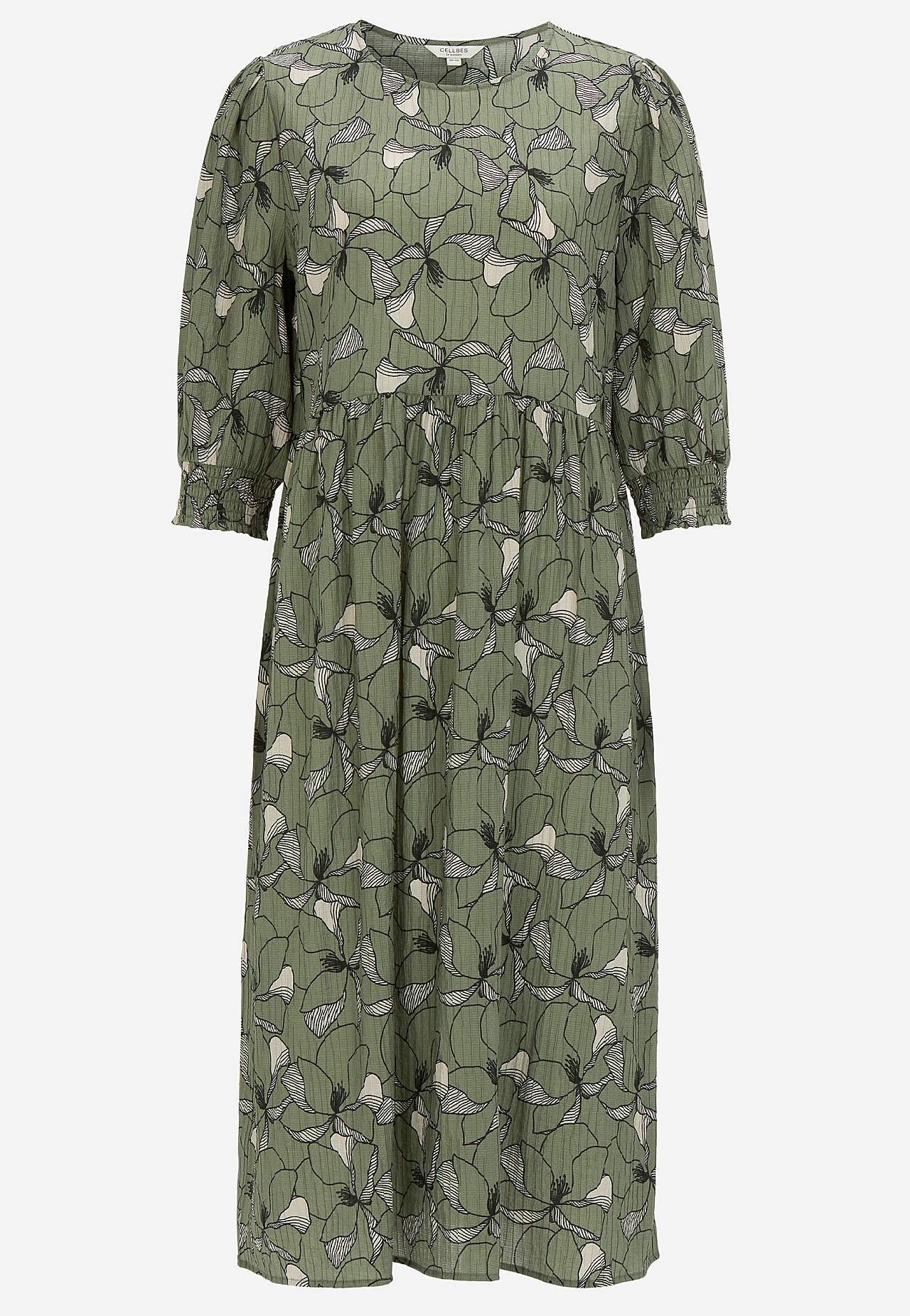 Dress with a flower pattern and structure