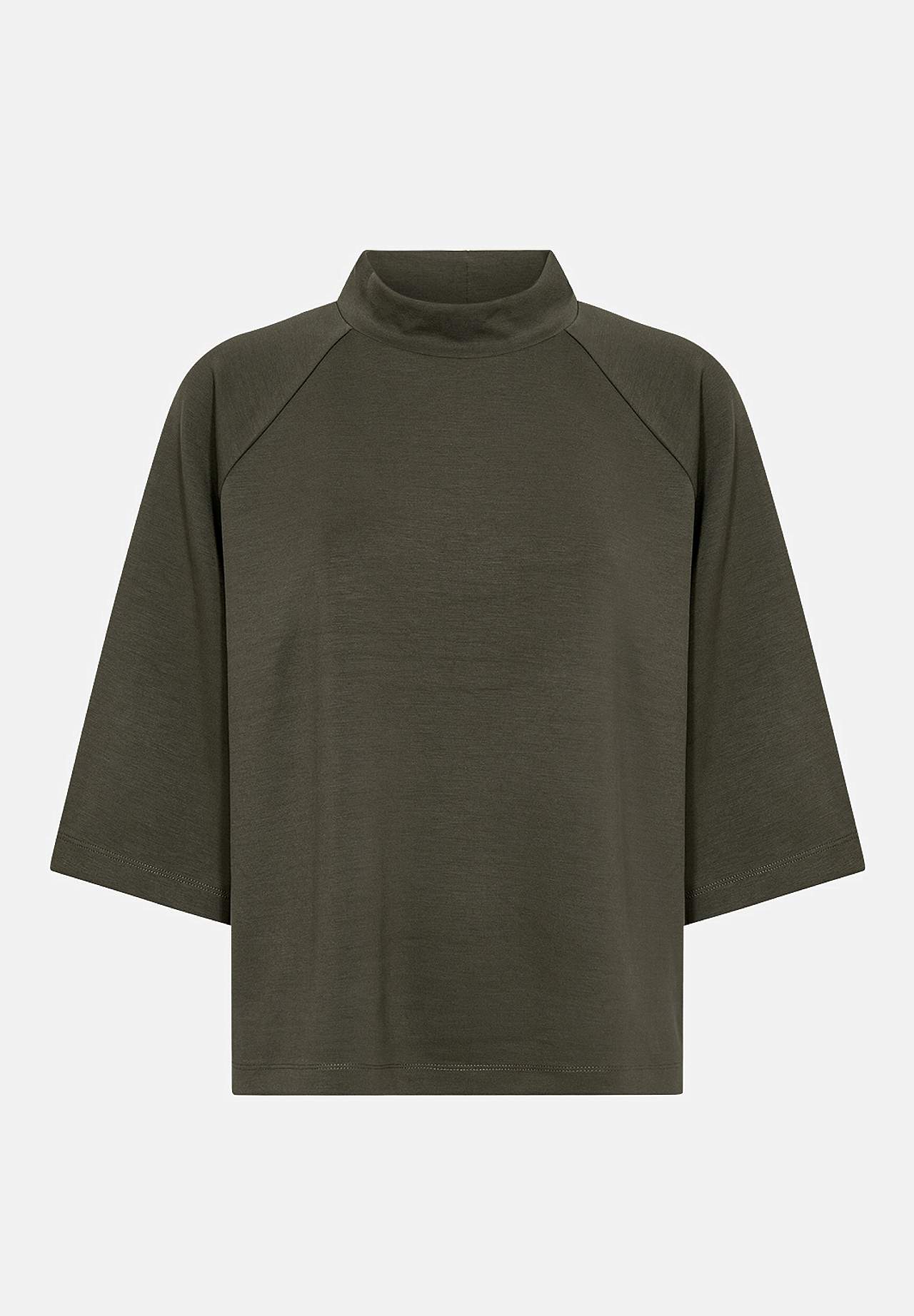 Superblød jerseytop med lav rullekrave