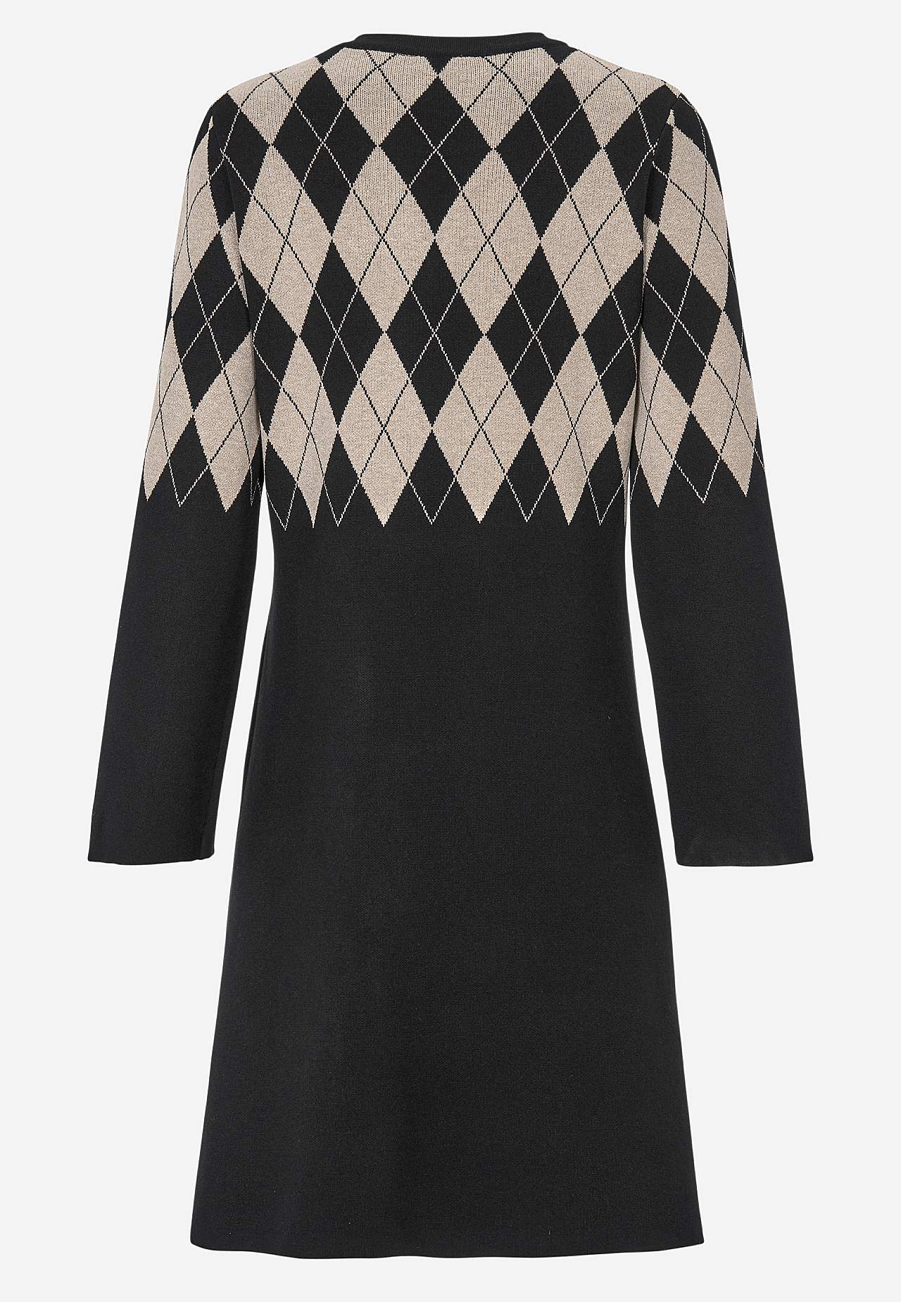 fine knit jumper dress Fine-knitted - Black/Beige/Patterned 1920s gown