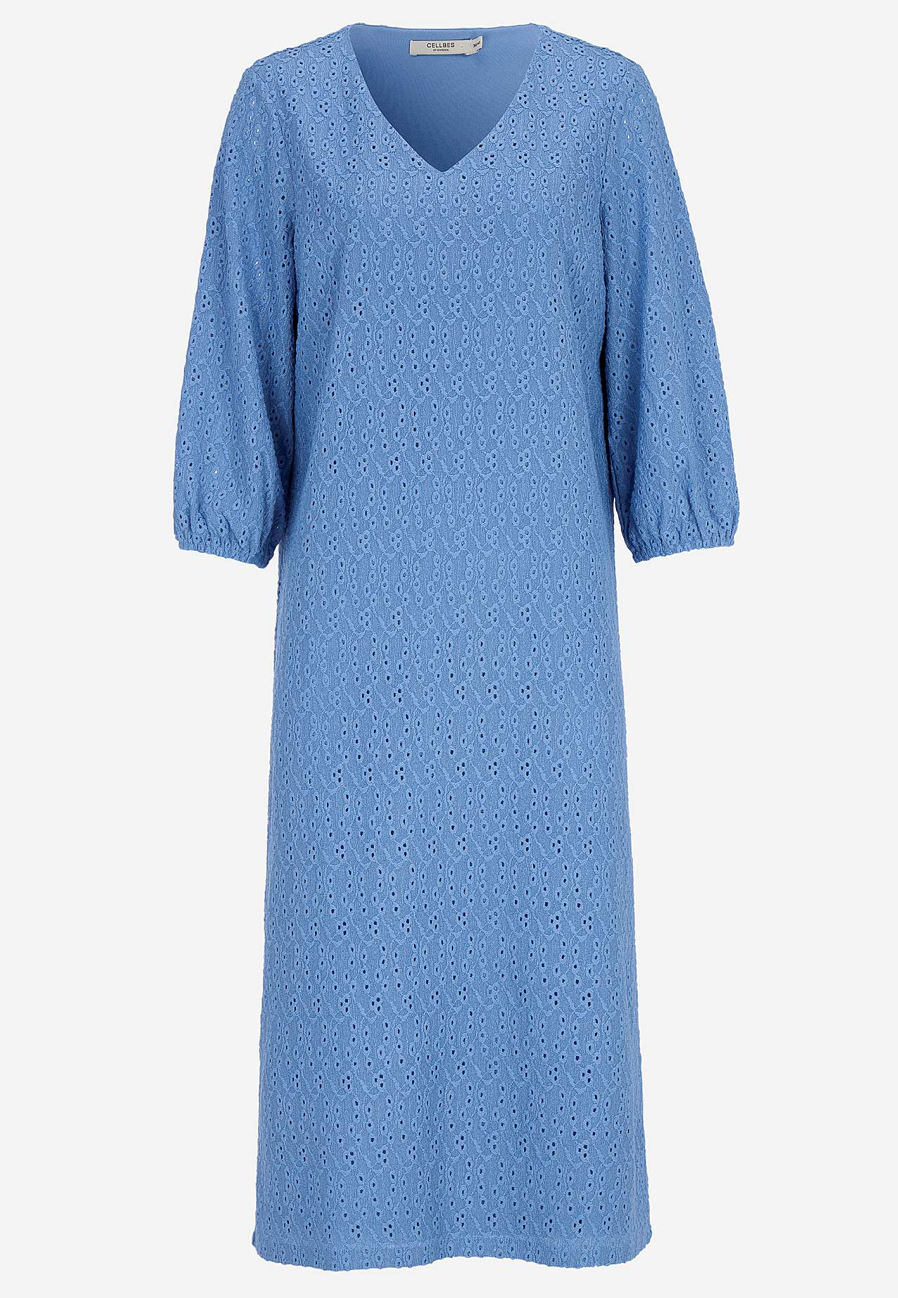 Jerseykjole med broderet hulmønster