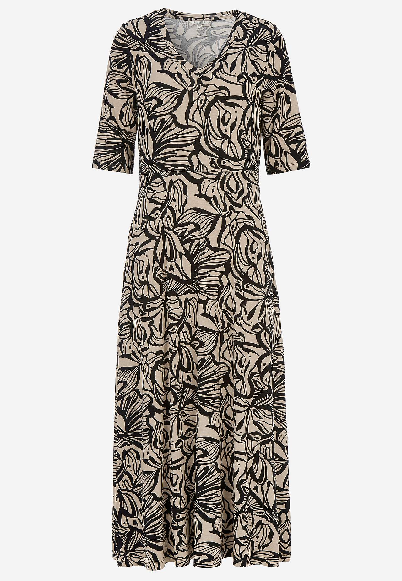 Patterned viscose dress with pockets