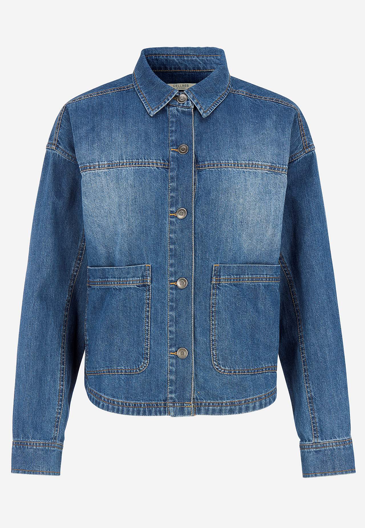 Jeansjakke med store forlommer billede