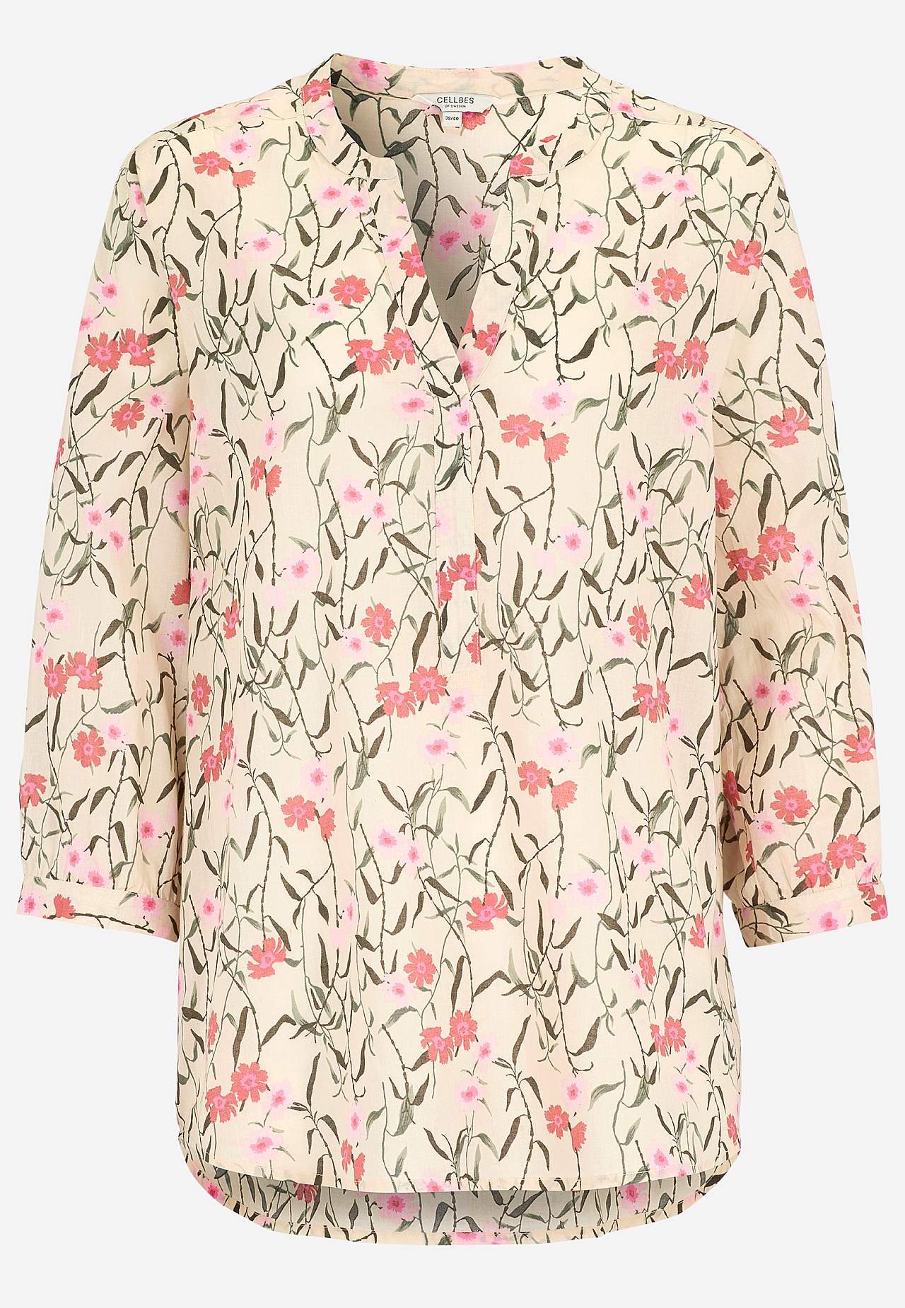 Woven tunic with a flower pattern