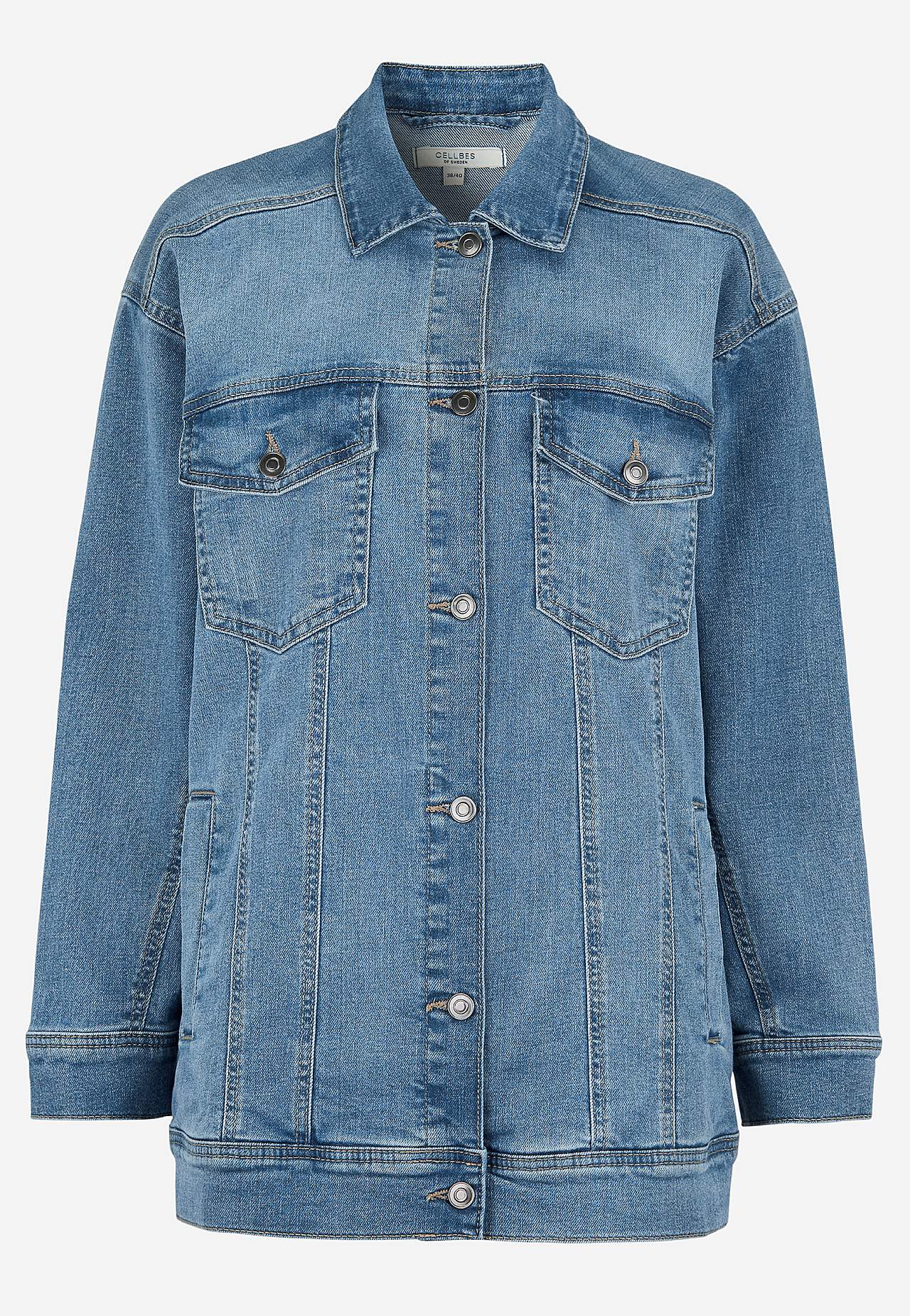 Long denim jacket with stretch