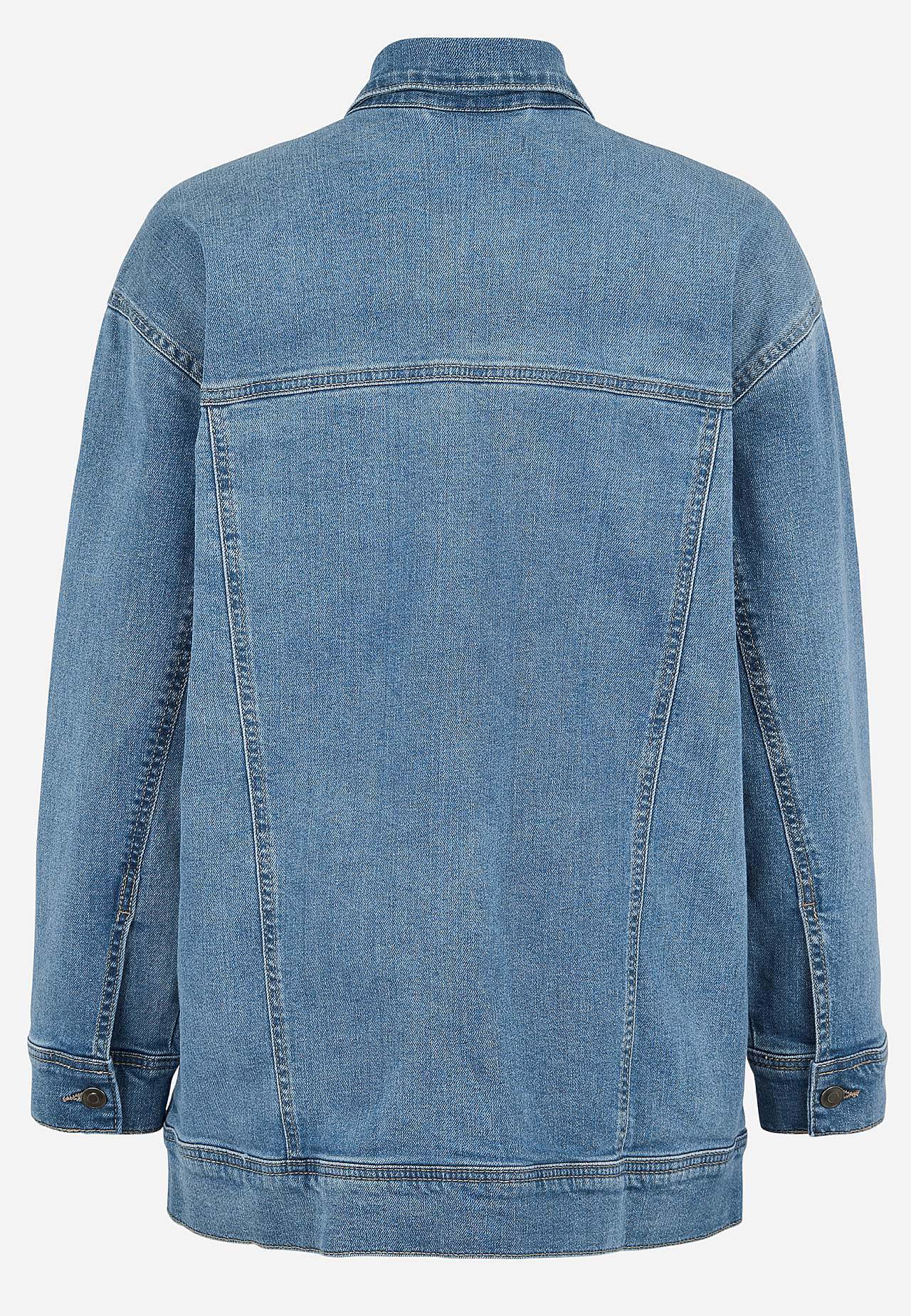 Long denim jacket with stretch