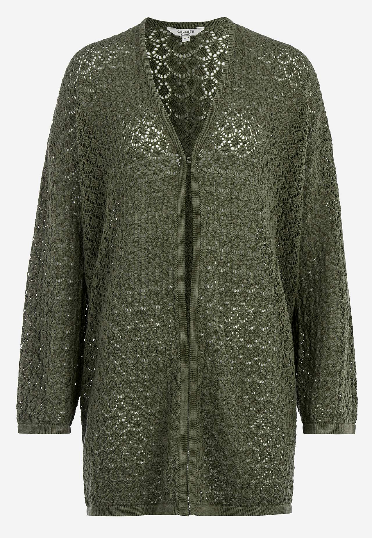 Strikket cardigan med hulmønster billede