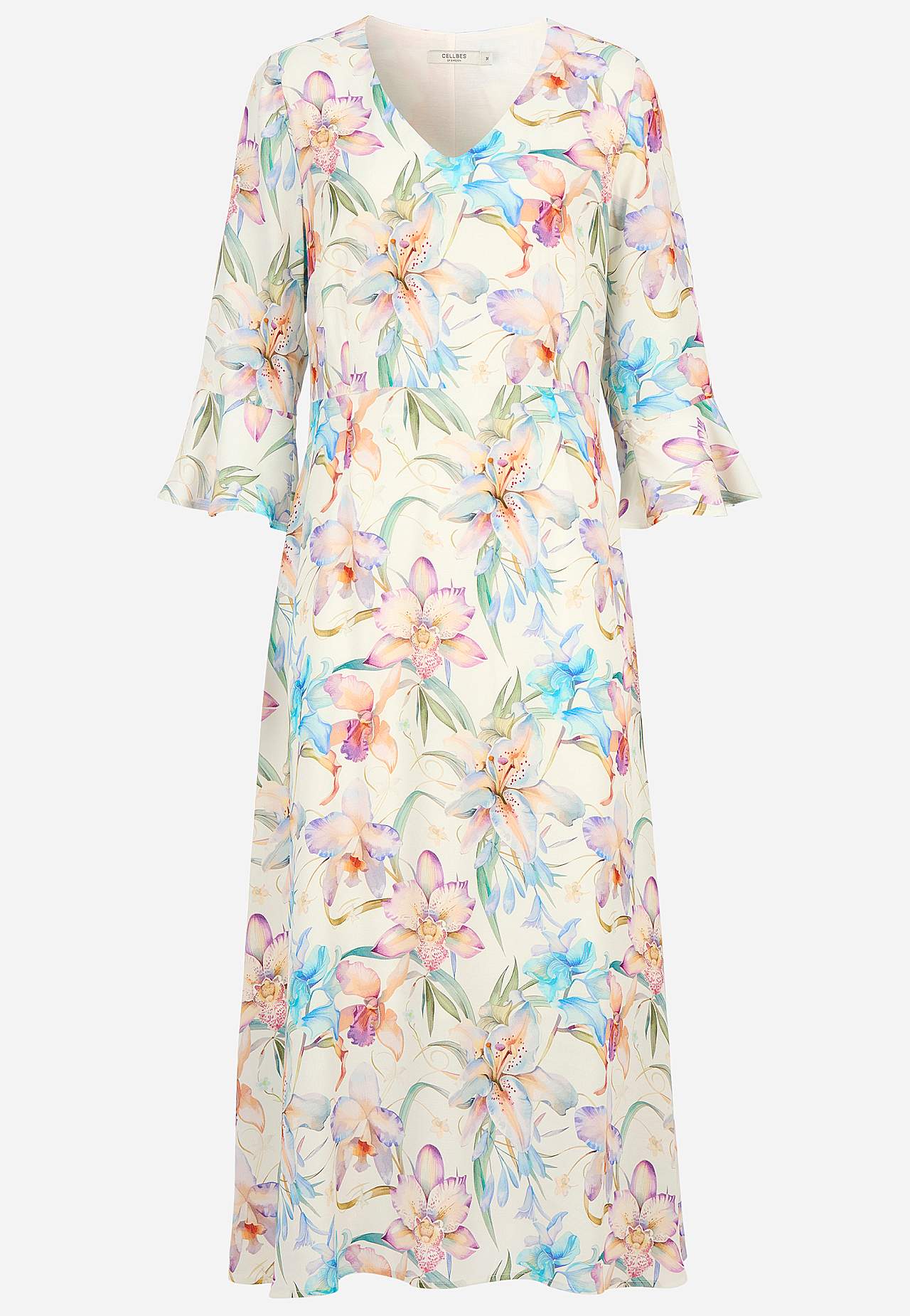 Dress with flounce sleeve