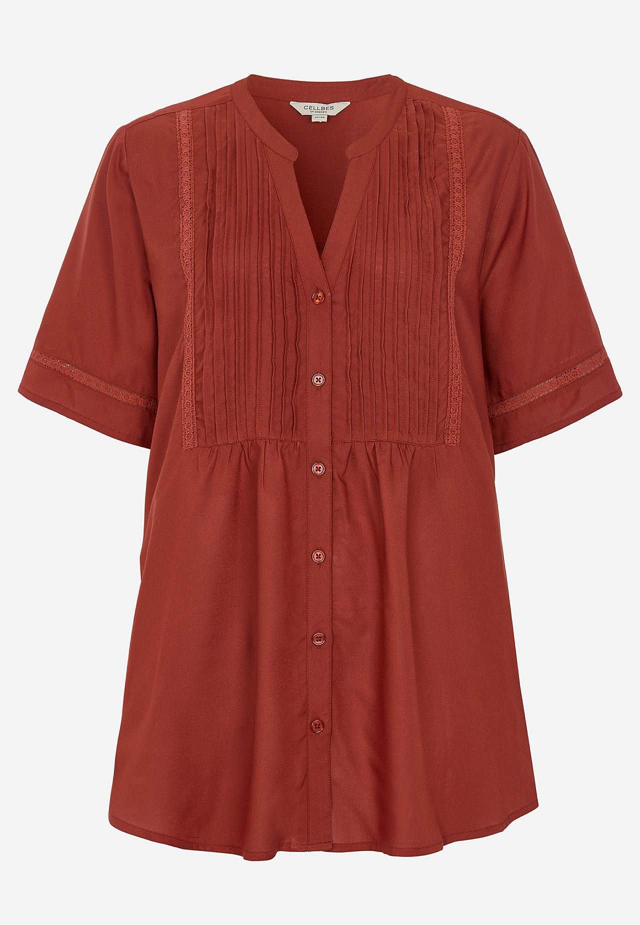 Woven tunic with lace trims