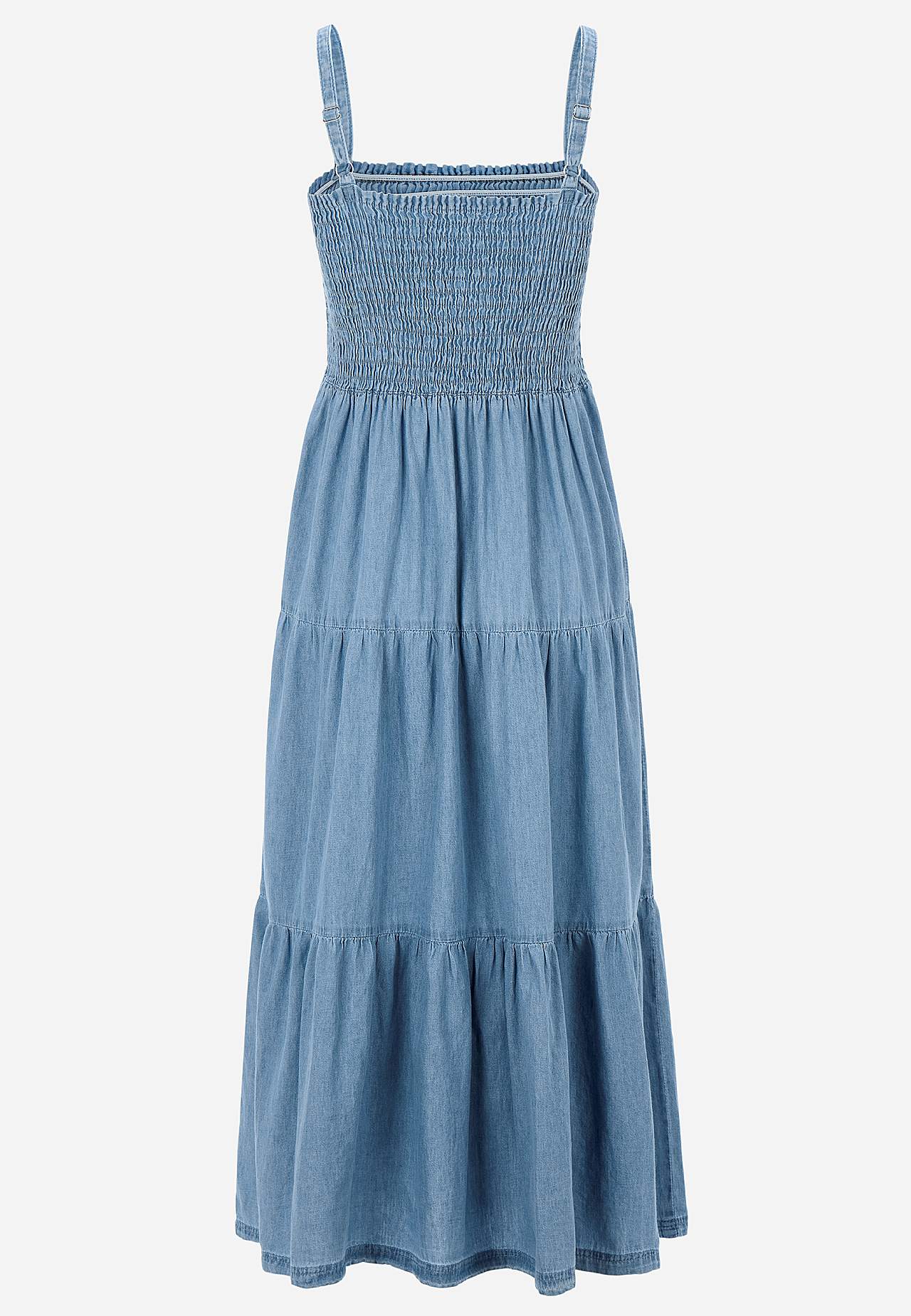 Delightfully soft denim dress with flounces
