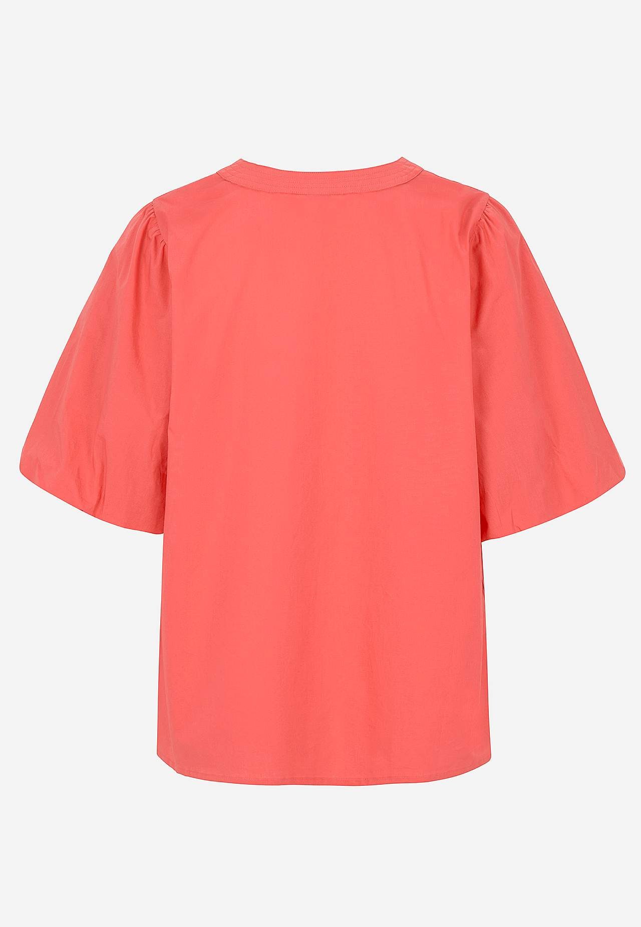 Tunic in cotton poplin with puff sleeves