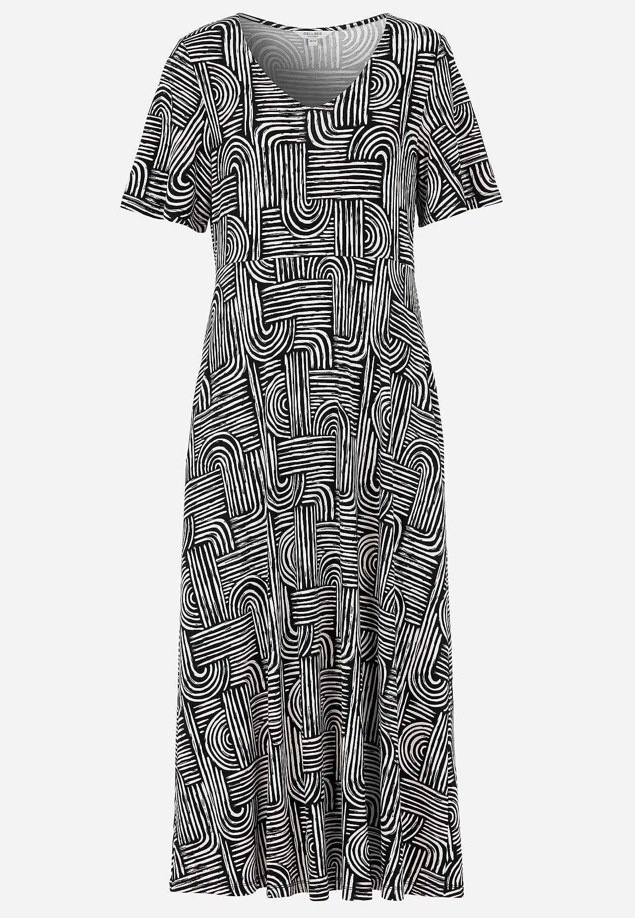 Patterned viscose dress with pockets