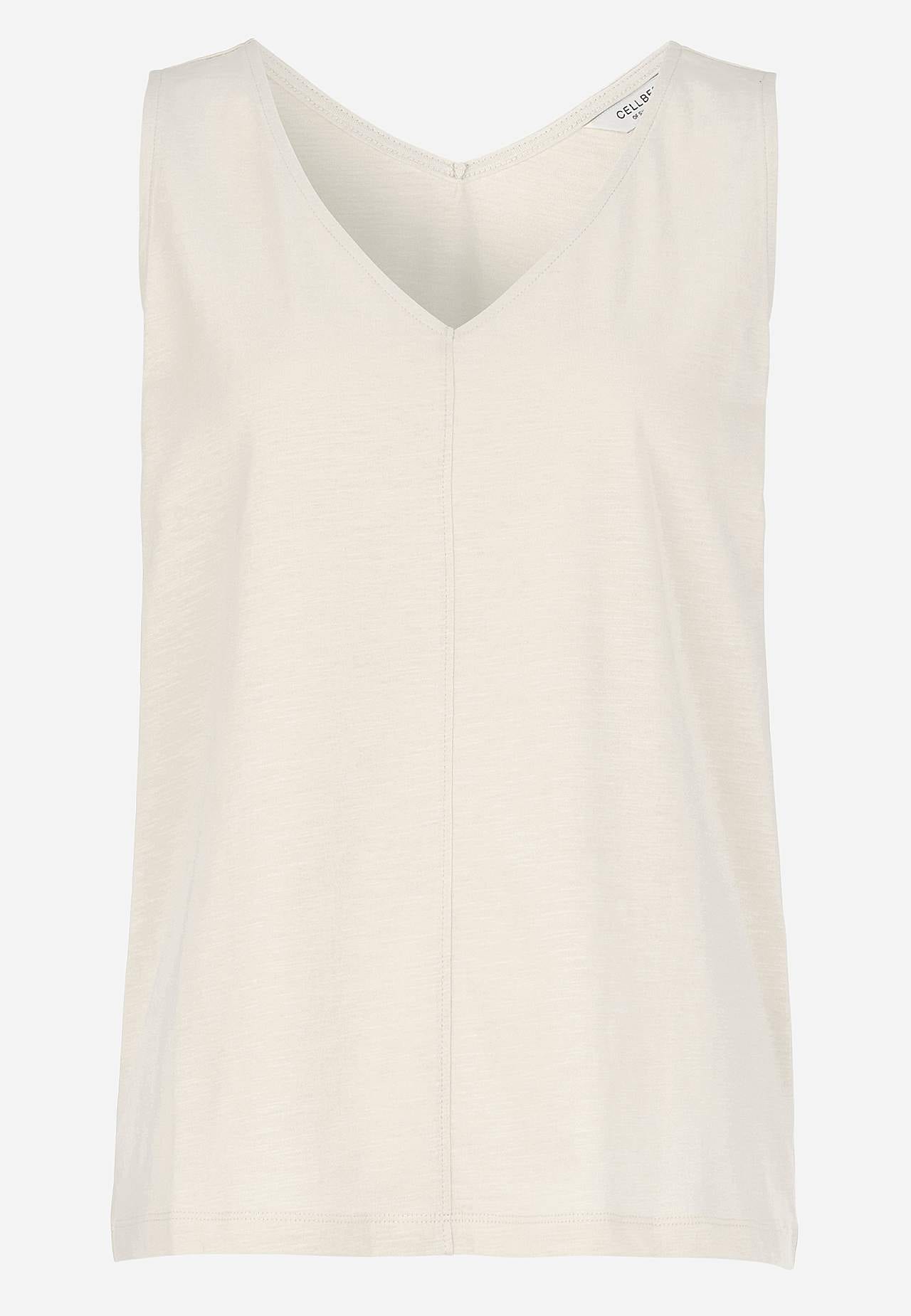 Sleeveless jersey top with v neckline