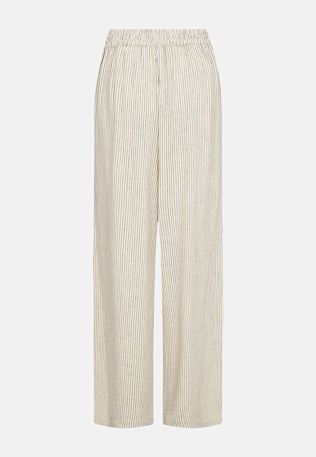 Kudotut housut viskoosin ja pellavan sekoituksesta