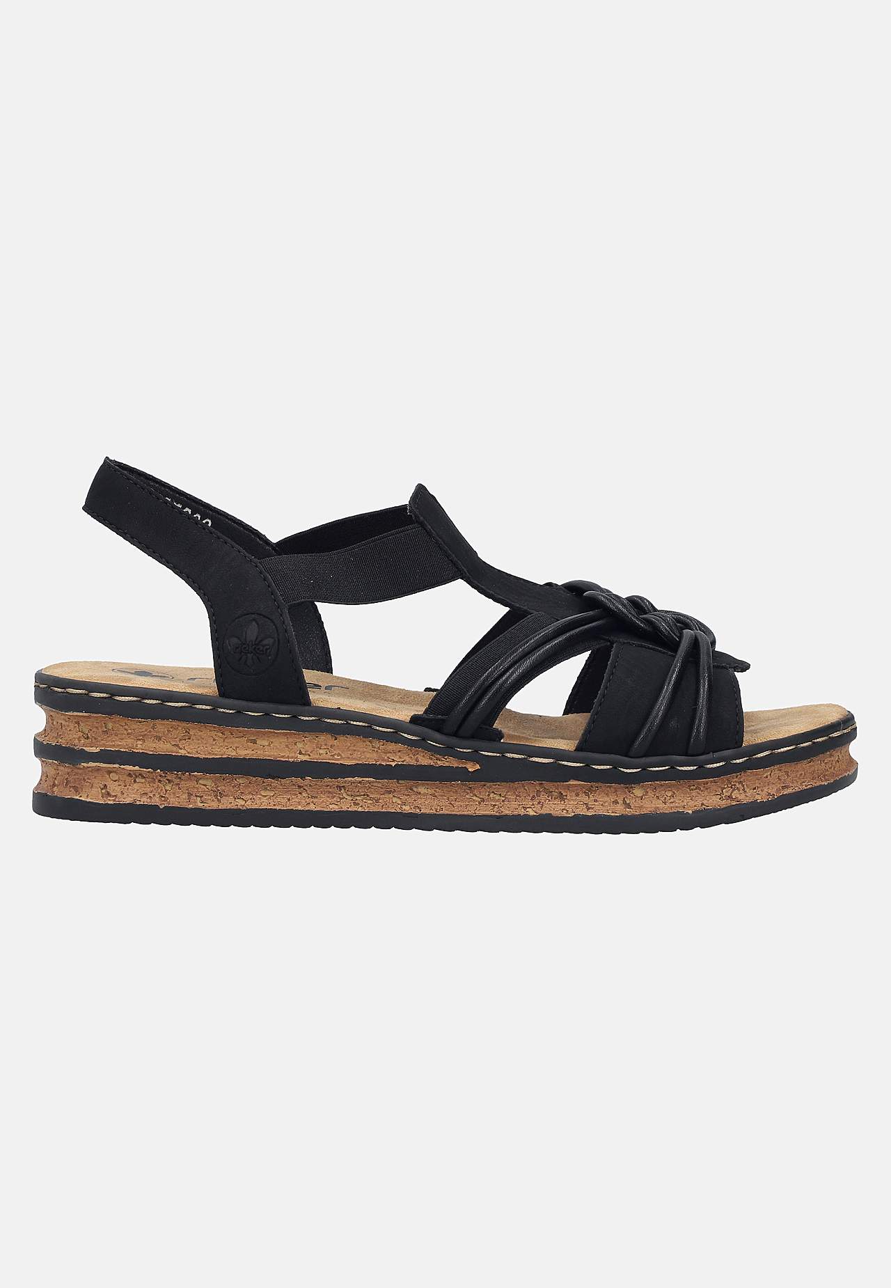 Sandal med elastikremme og flettet dekoration