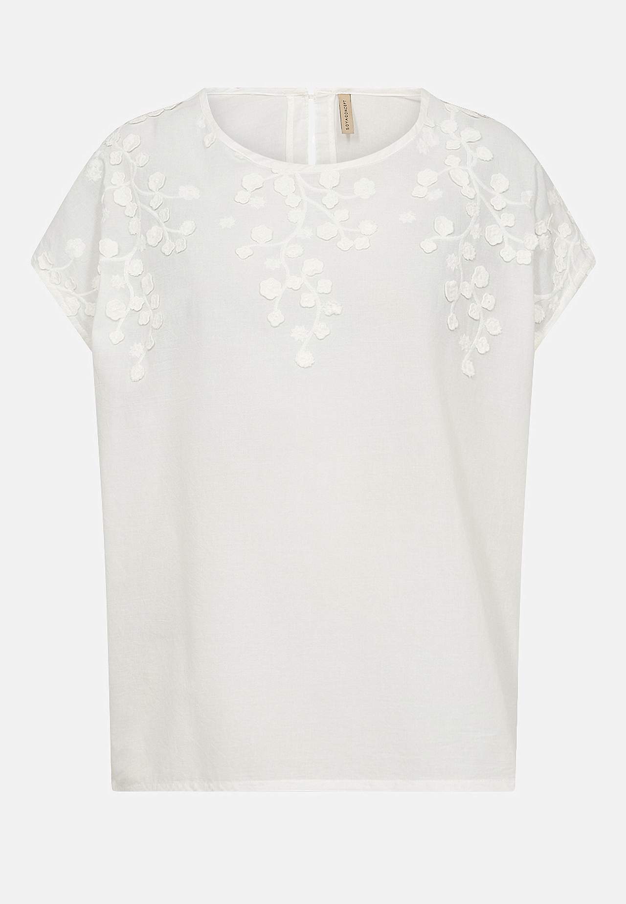 Bluse med blomsterapplikasjoner og broderi