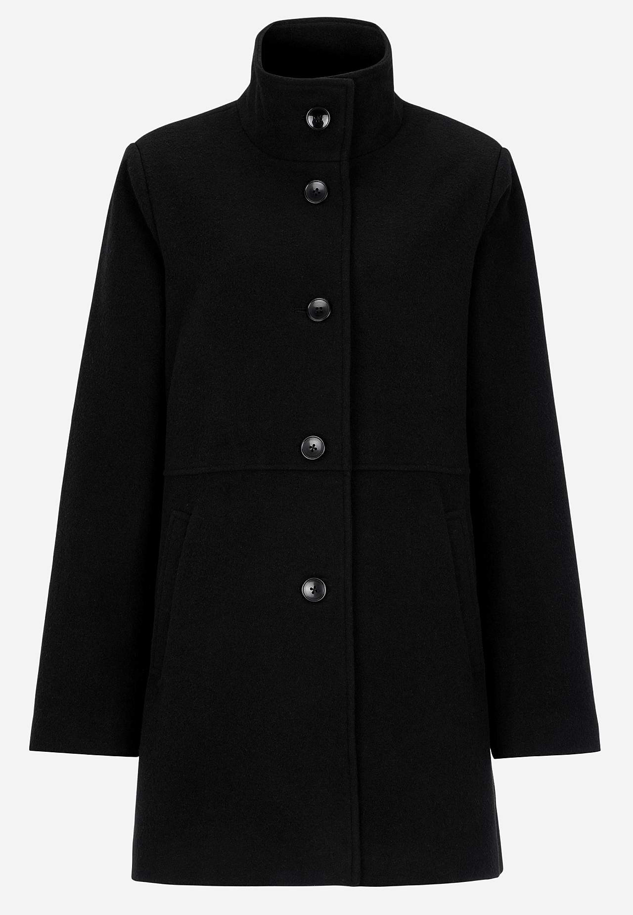 Coat with stand-up collar