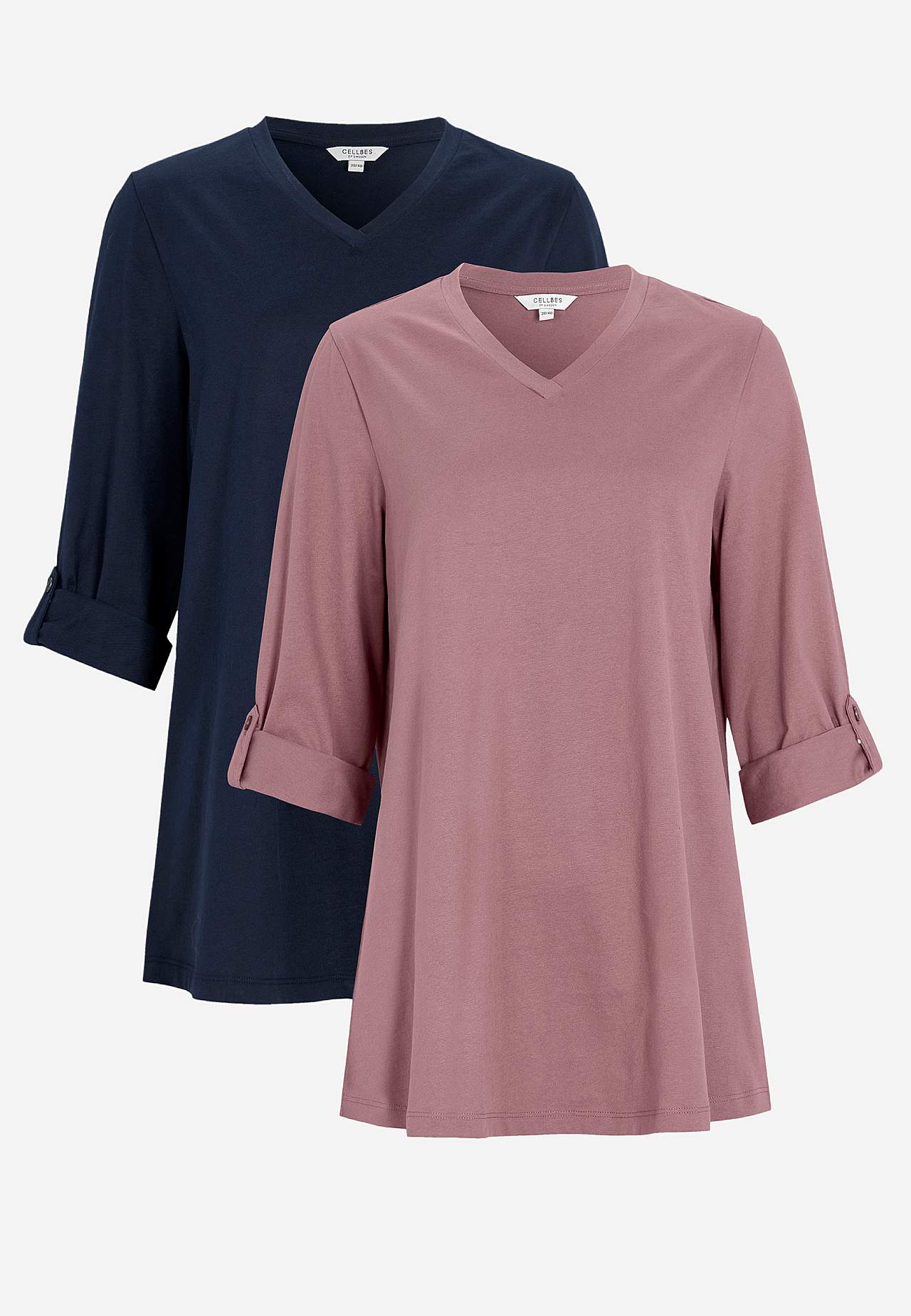 V-halset jerseytunika 2-pack