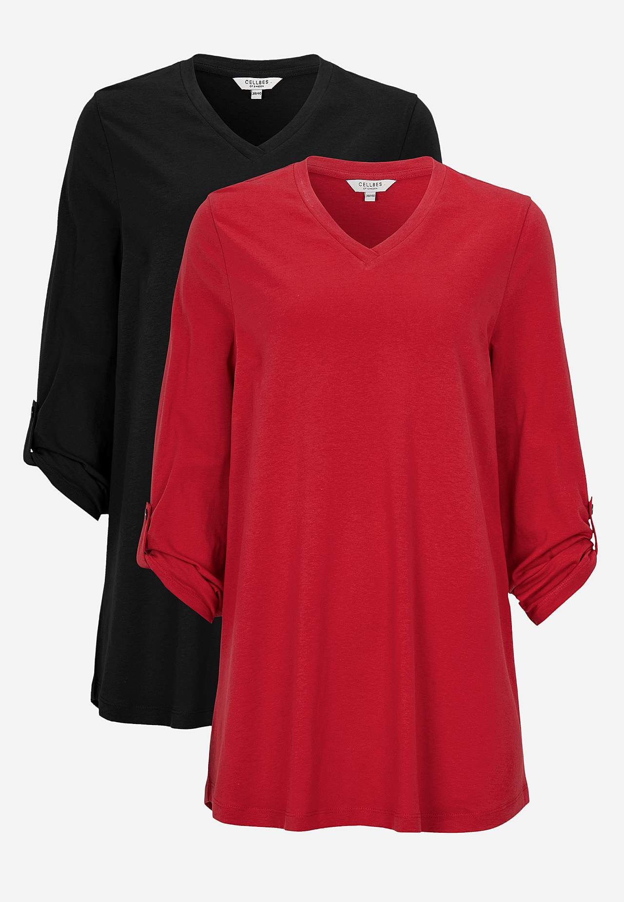 V-halset jerseytunika 2-pack