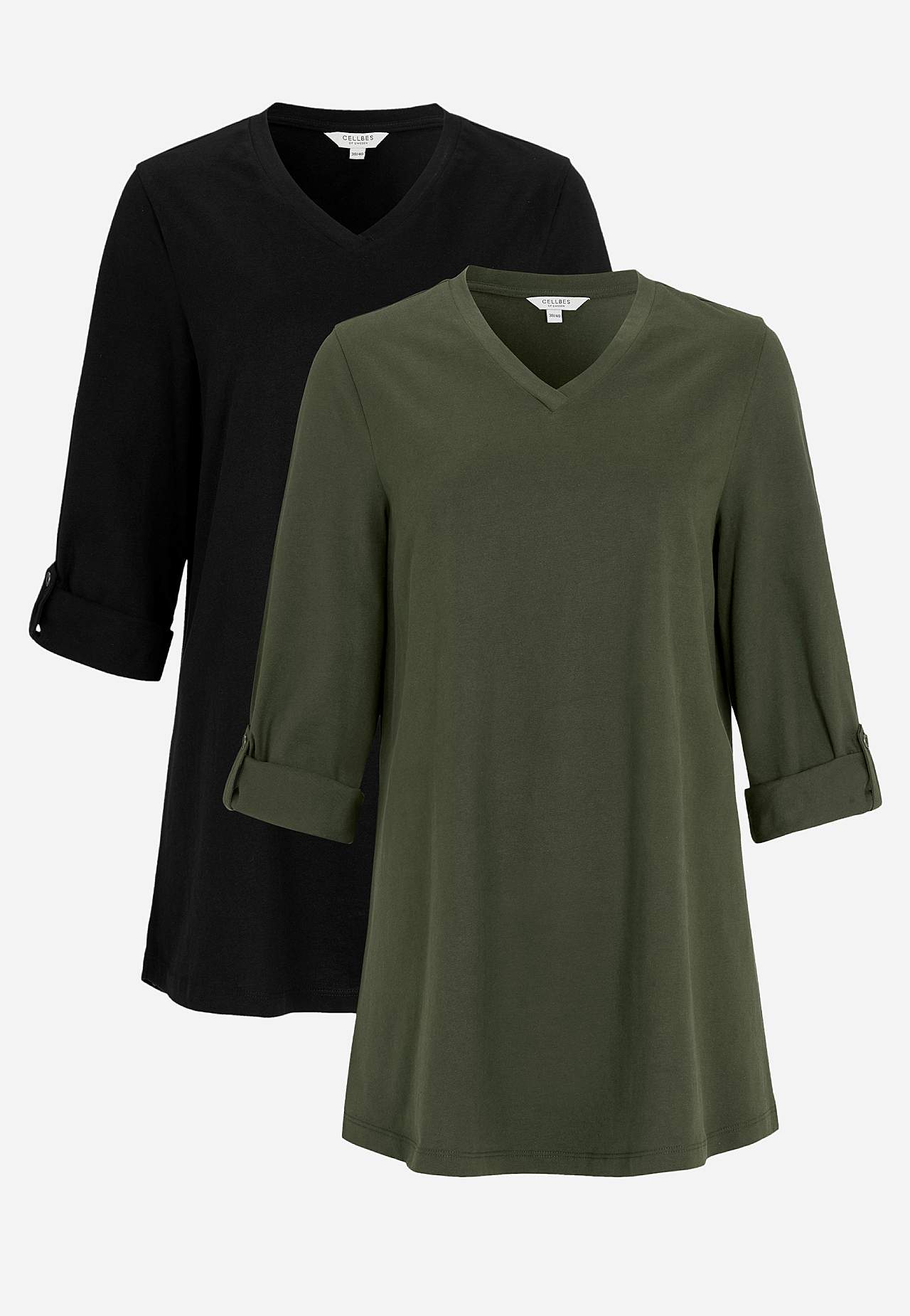 V-halset jerseytunika 2-pack