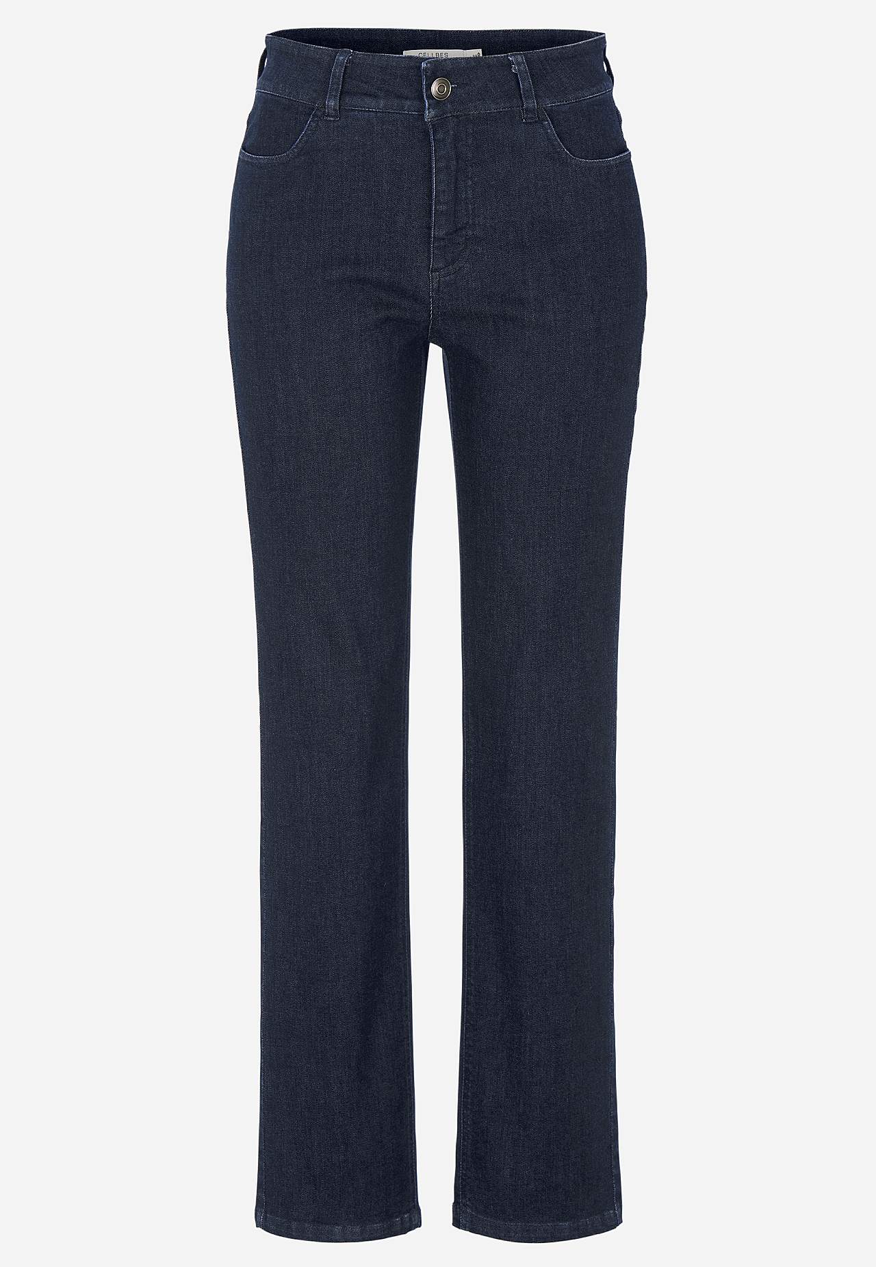 Straight jeans in denim with superstretch - two lengths