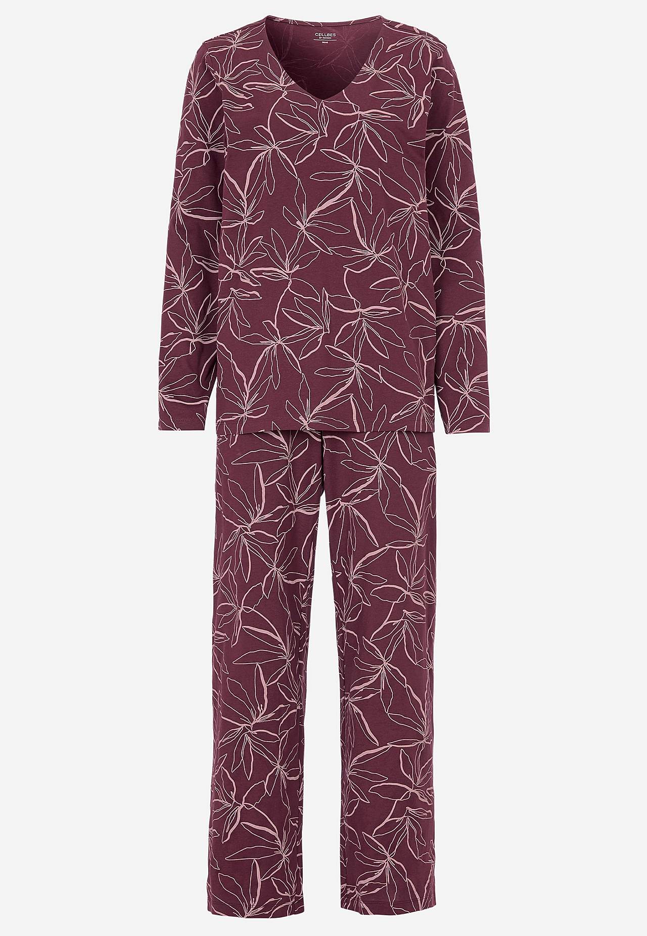 Mönstrad, tvådelad trikåpyjamas
