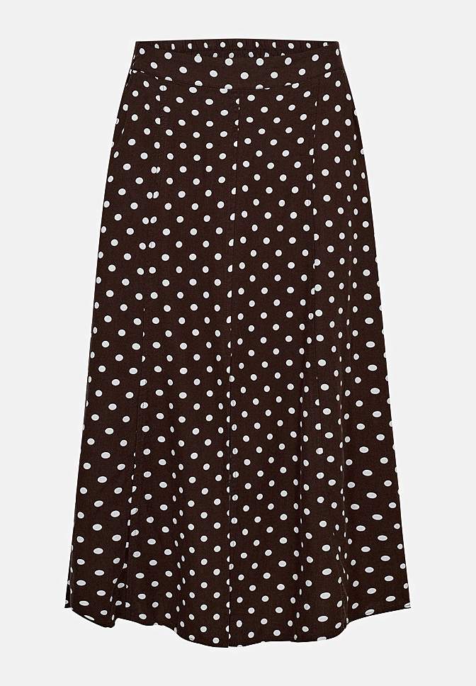 Kudottu, pilkullinen hame taskuilla