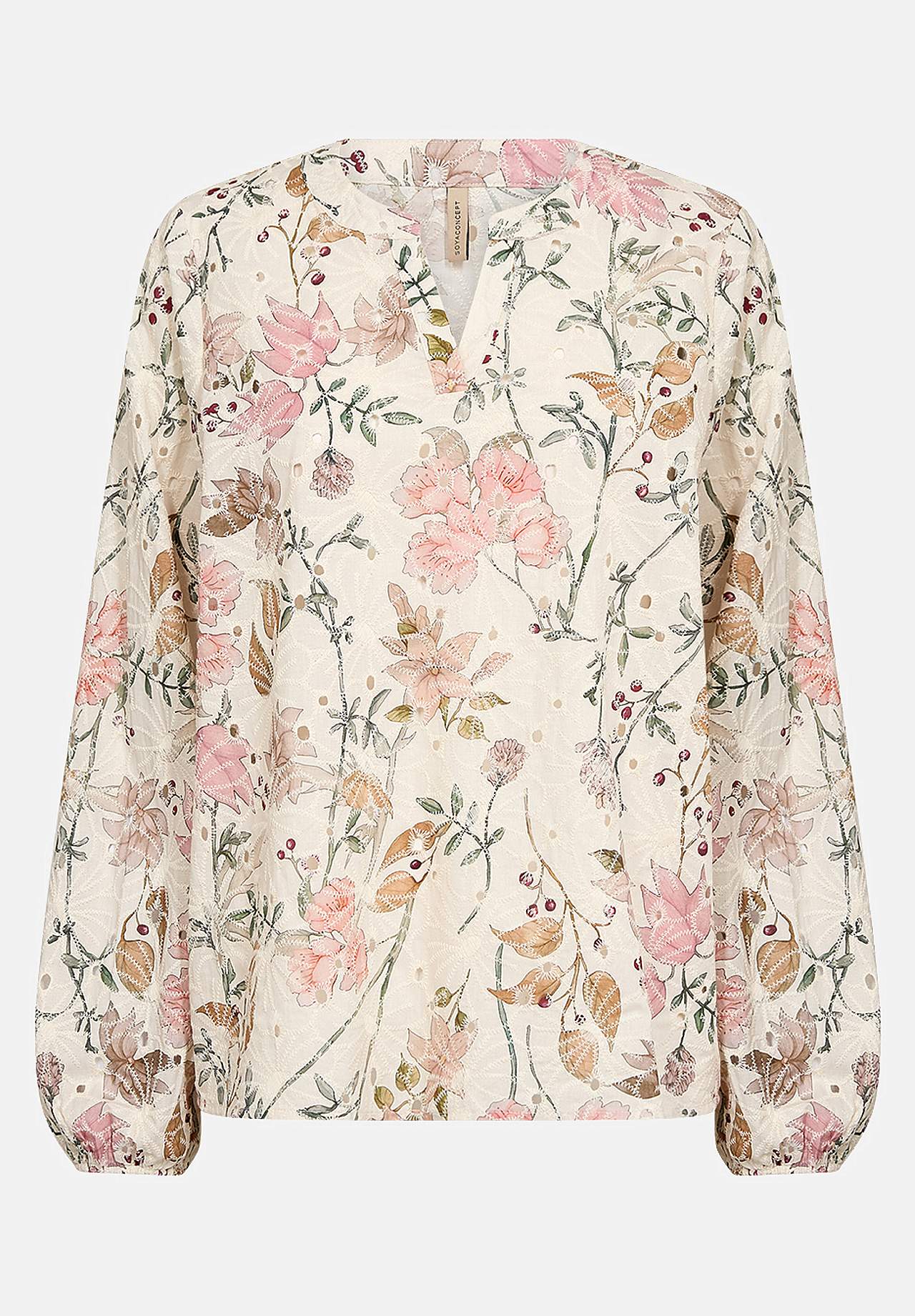Vævet bluse med broderi