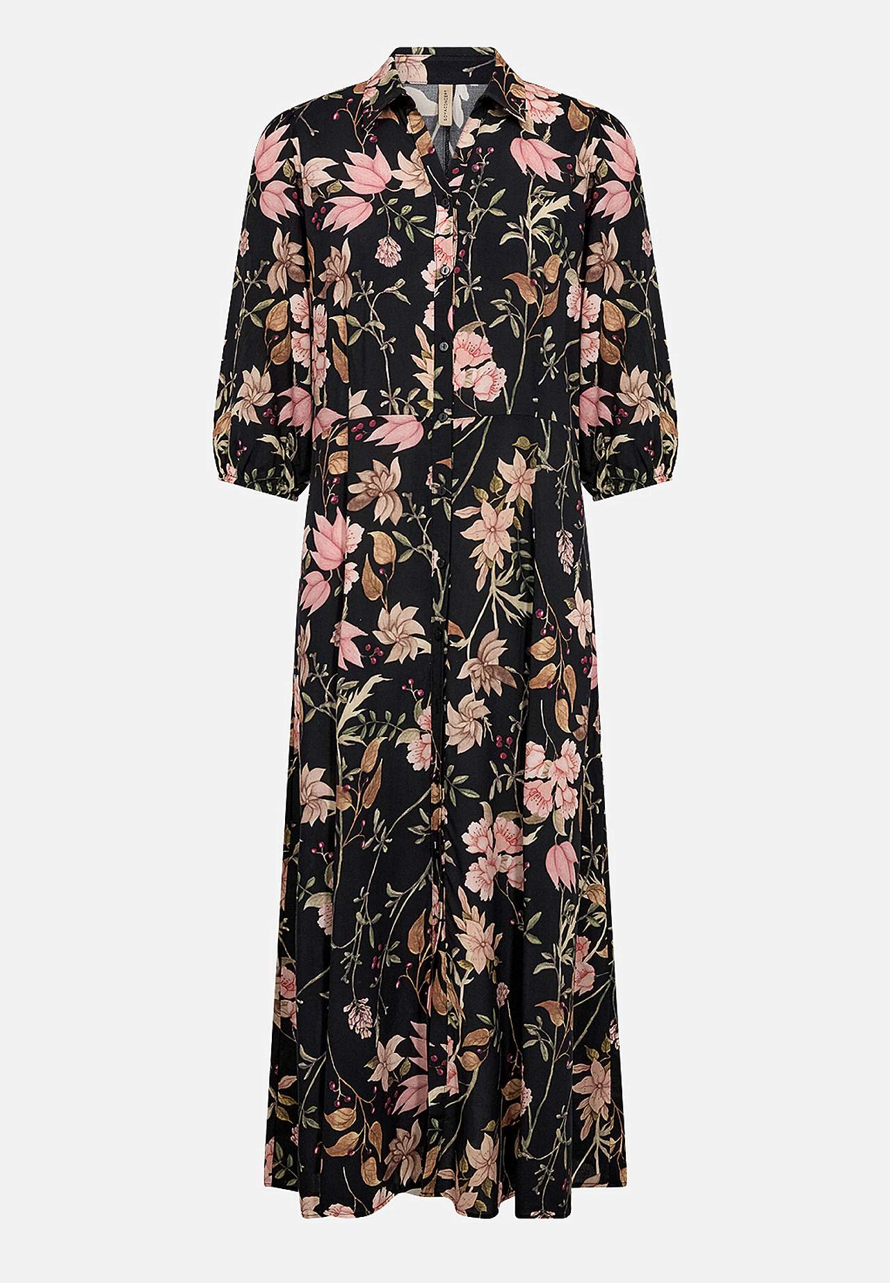 Vævet, blomstret viskosekjole