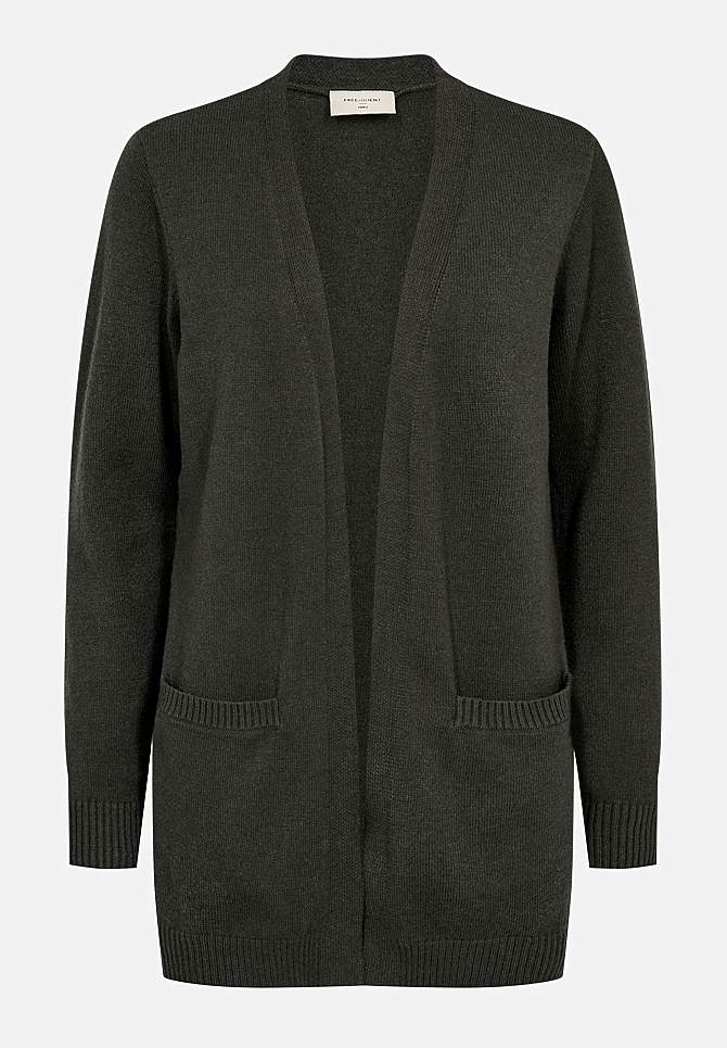 Finstrikket cardigan med lommer